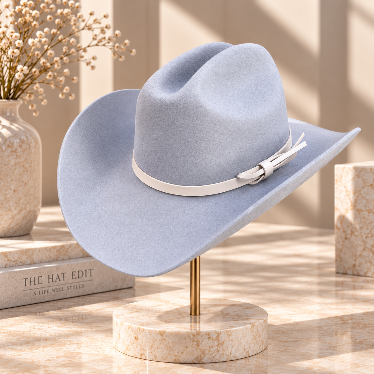 Australian Wool Wide Brim Cattleman Cowboy Hat with Leather Band