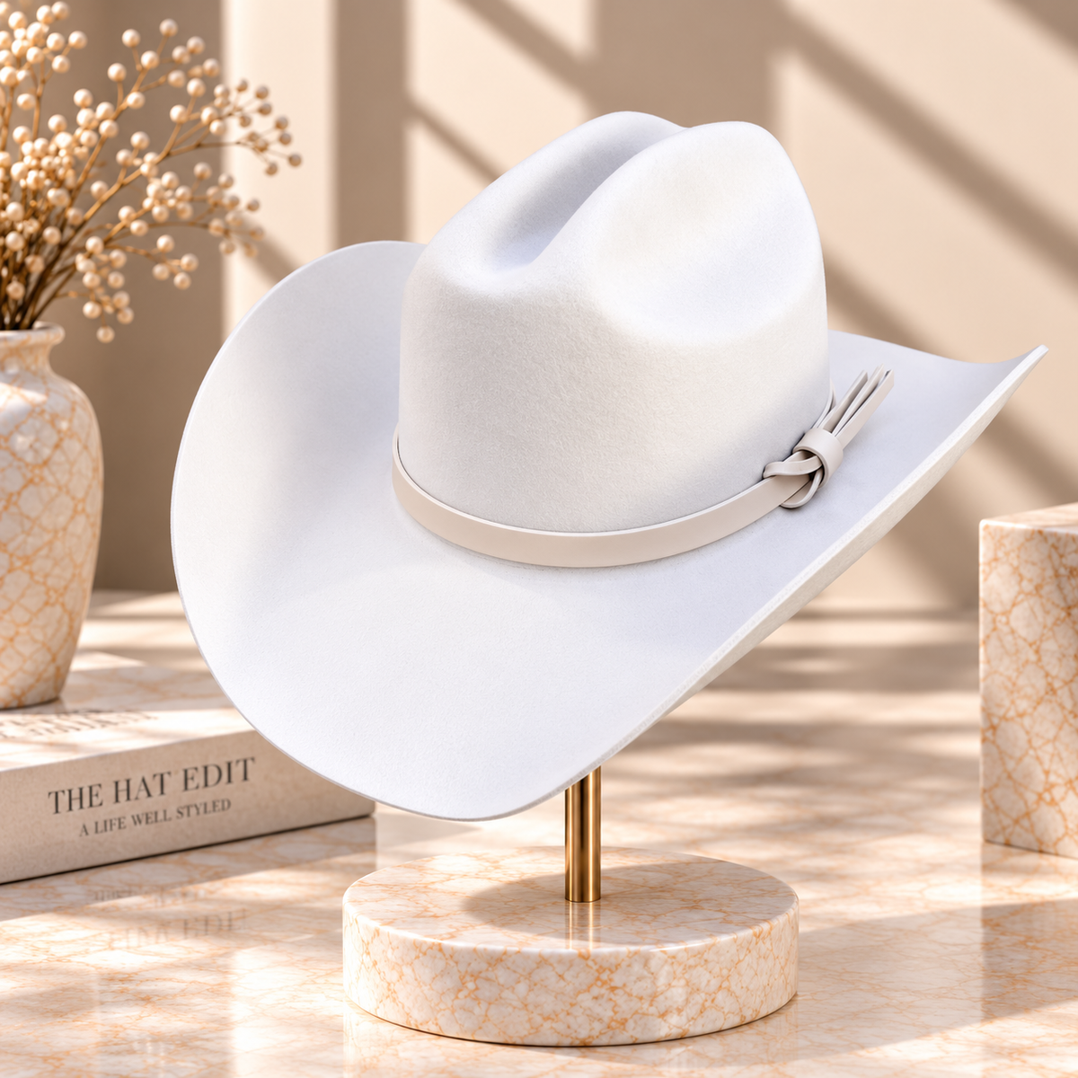 Australian Wool Wide Brim Cattleman Cowboy Hat with Leather Band