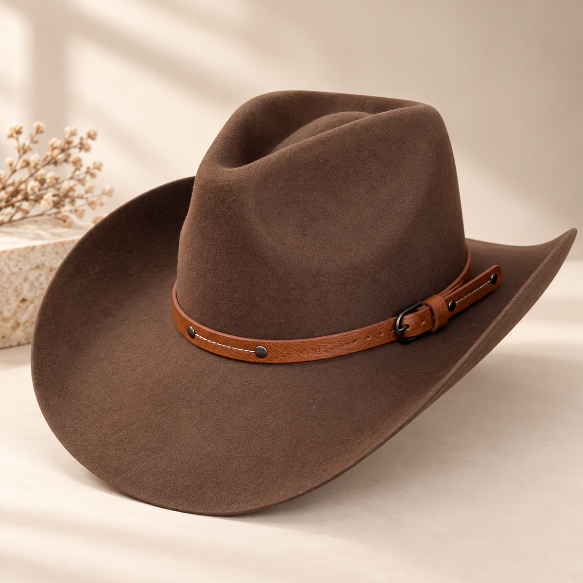 Australian Wool Cowboy Hat with Stitched Leather Band