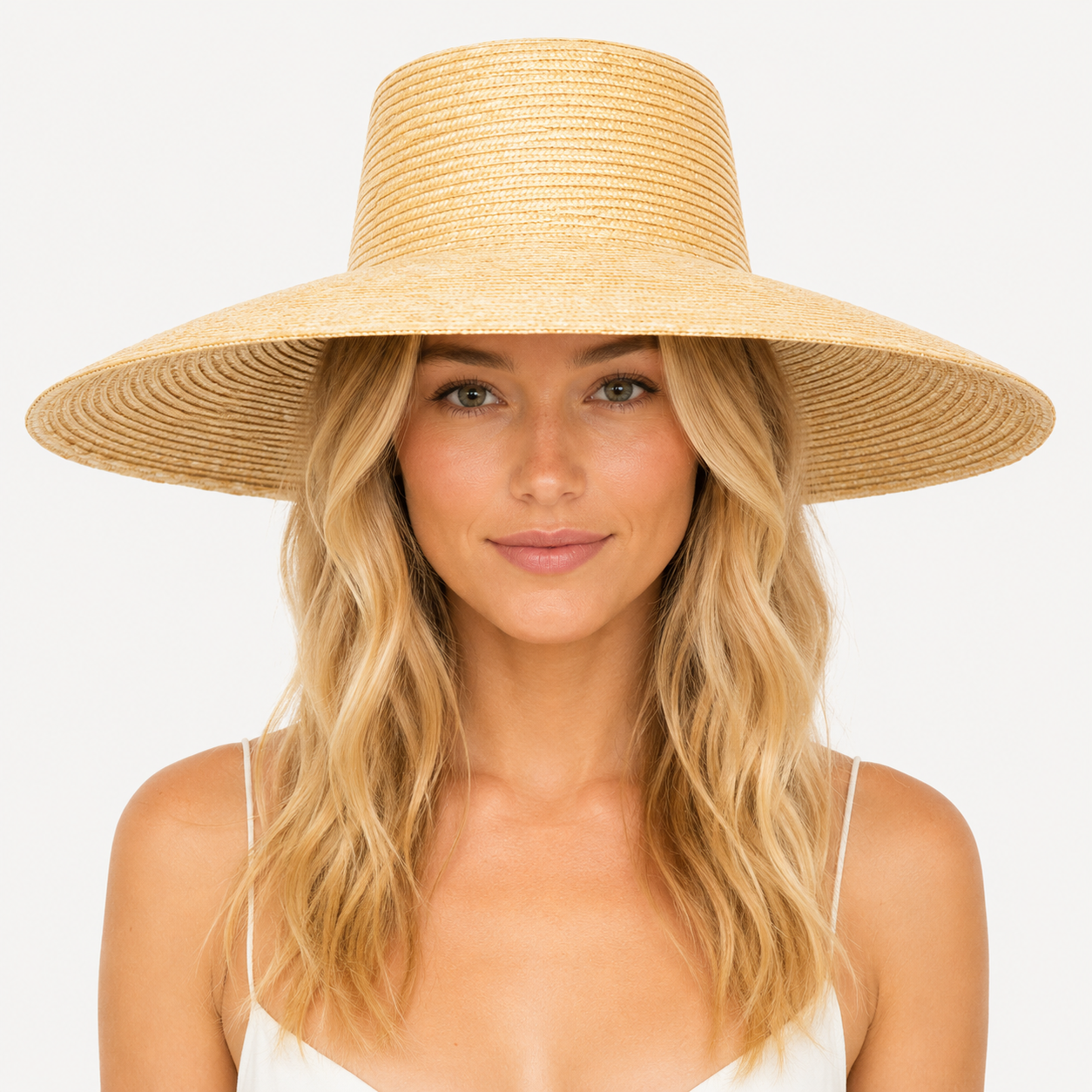 Handwoven Wheat Straw Wide Brim Lampshade Sun Hat – UPF 50+
