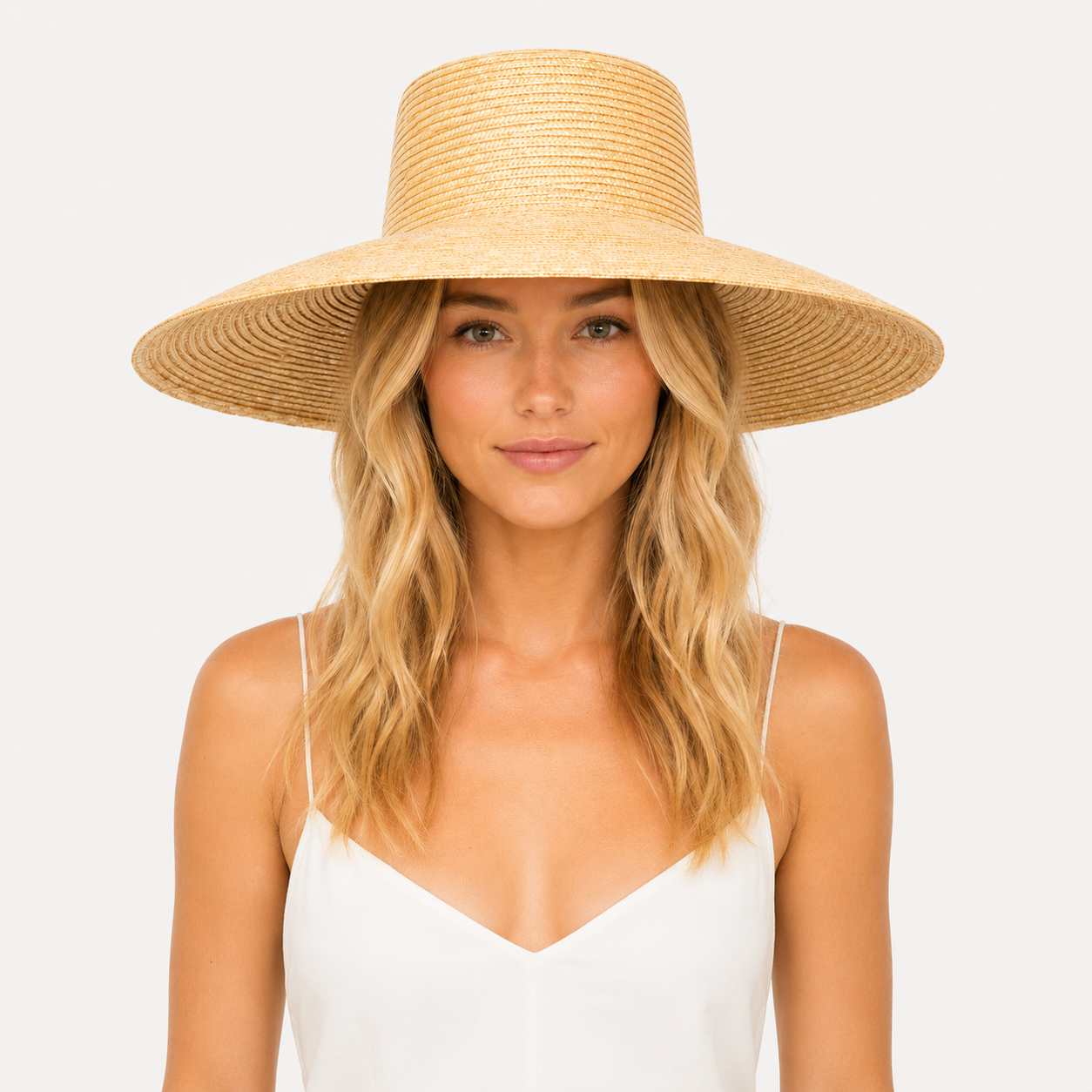 Handwoven Wheat Straw Wide Brim Lampshade Sun Hat – UPF 50+