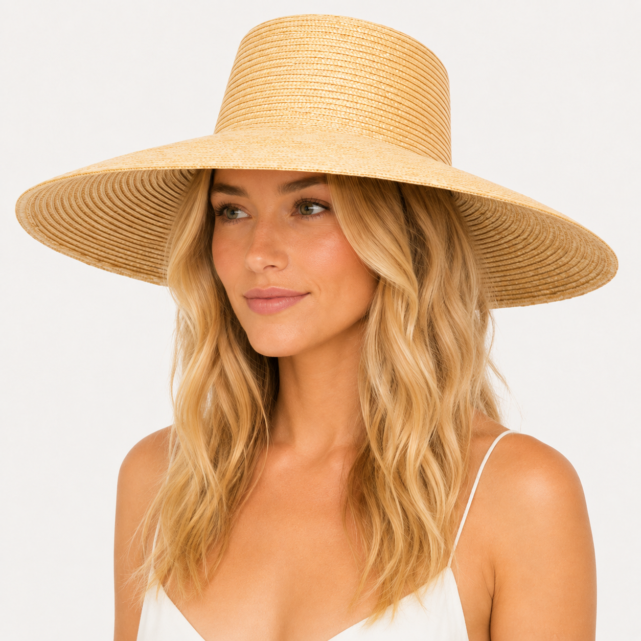 Handwoven Wheat Straw Wide Brim Lampshade Sun Hat – UPF 50+