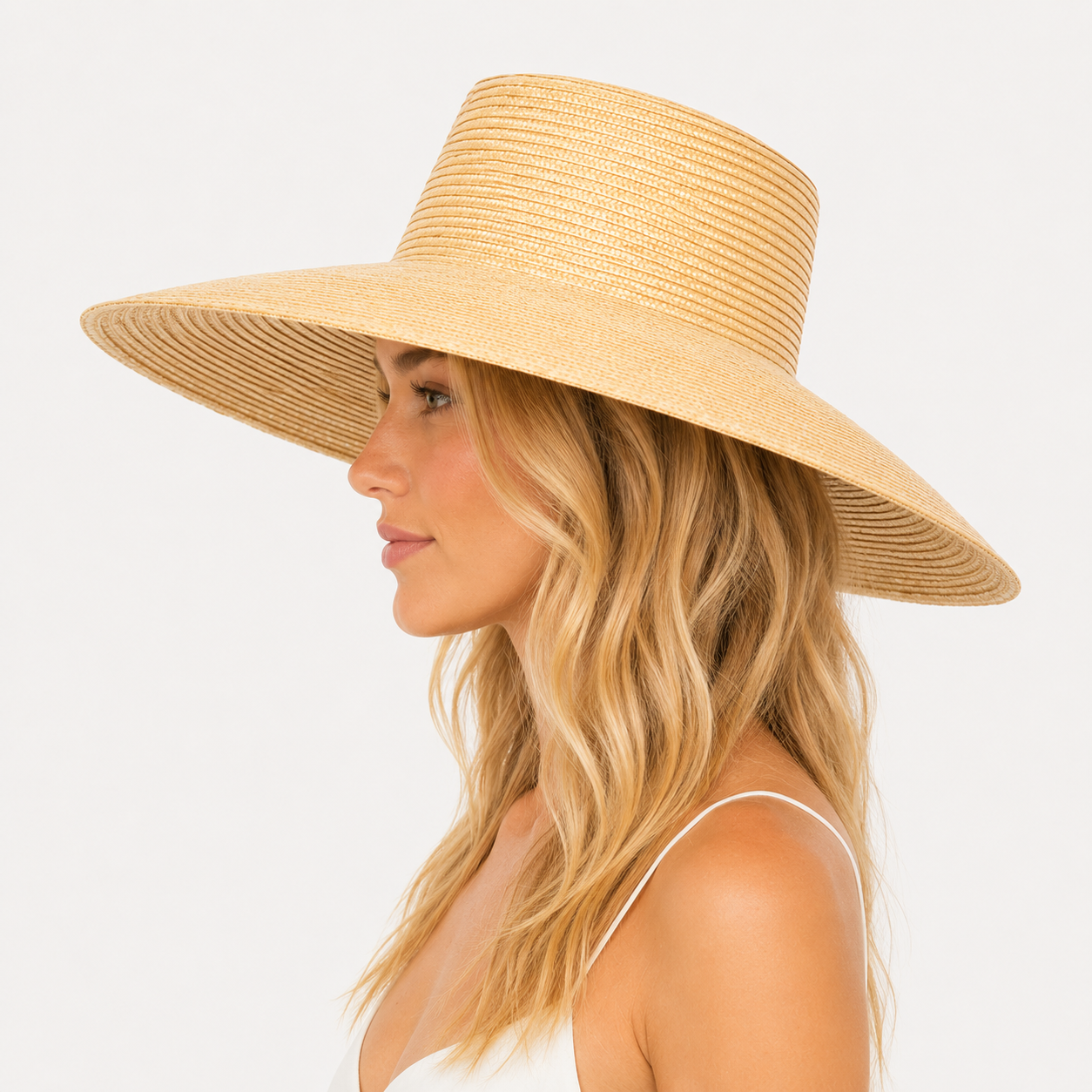 Handwoven Wheat Straw Wide Brim Lampshade Sun Hat – UPF 50+