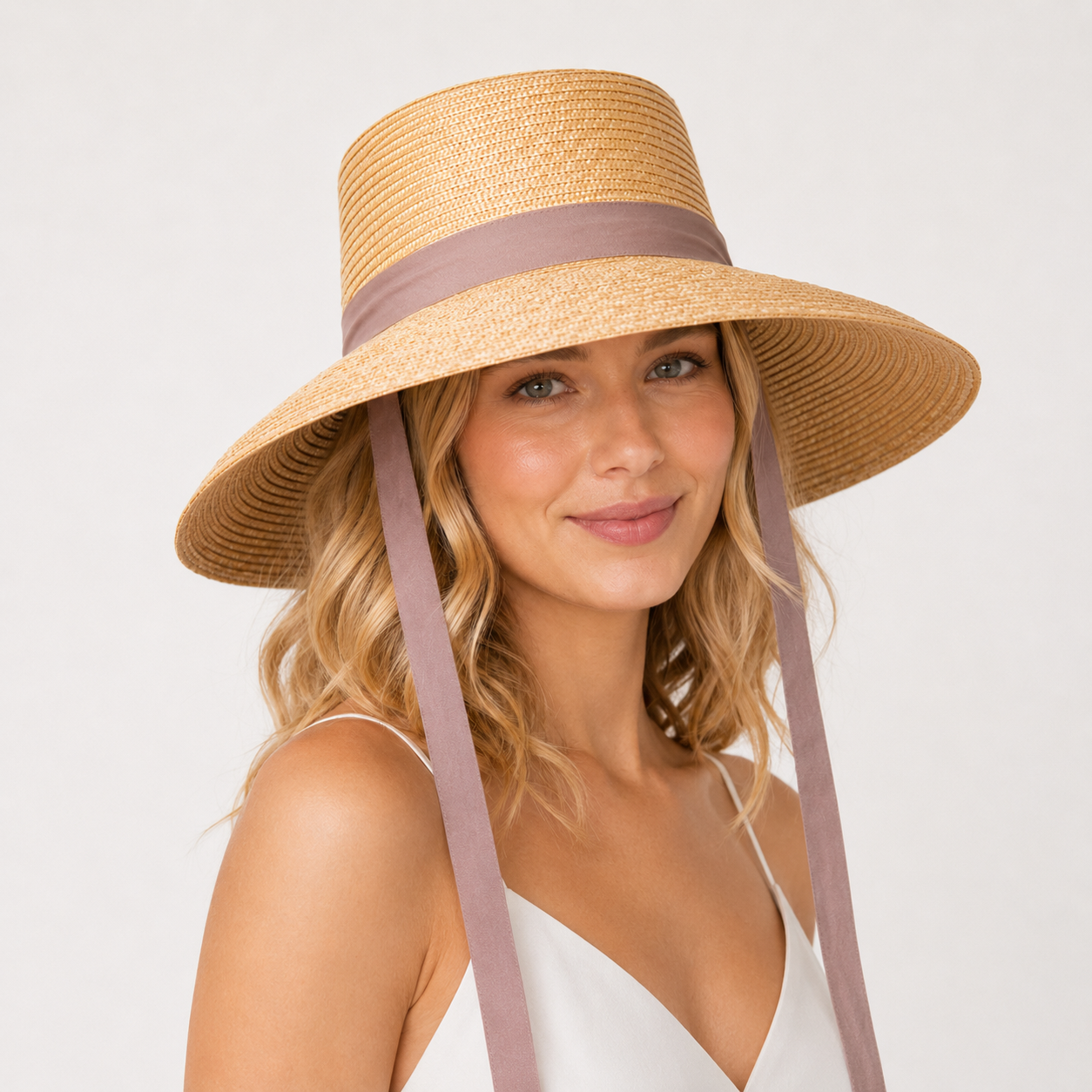 Wheat Straw Boater Hat with Twill Tape