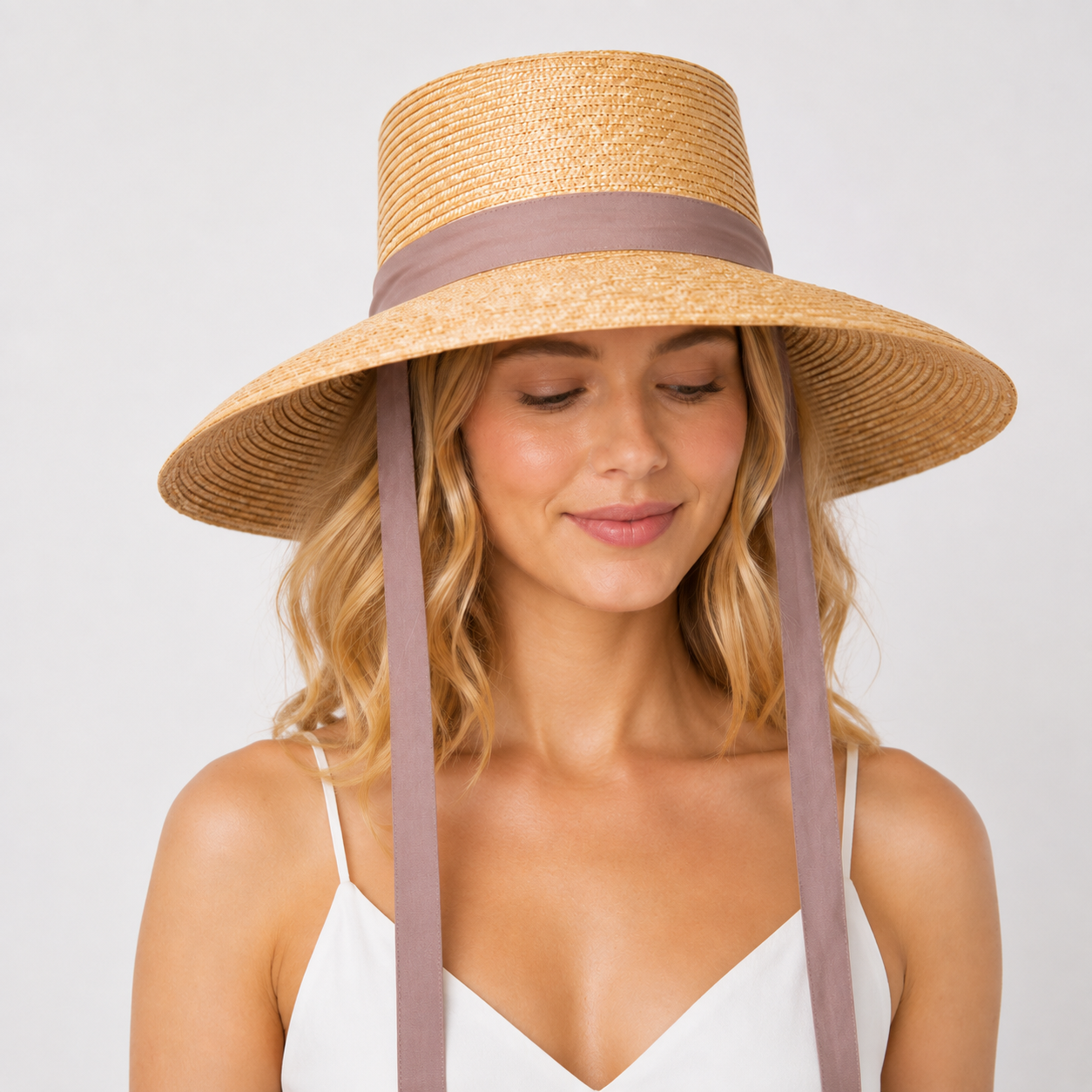 Wheat Straw Boater Hat with Twill Tape