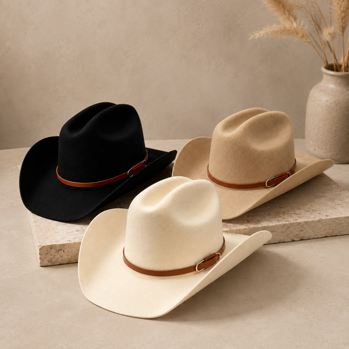 Australian Wool Cattleman Cowboy Hat with Leather Band
