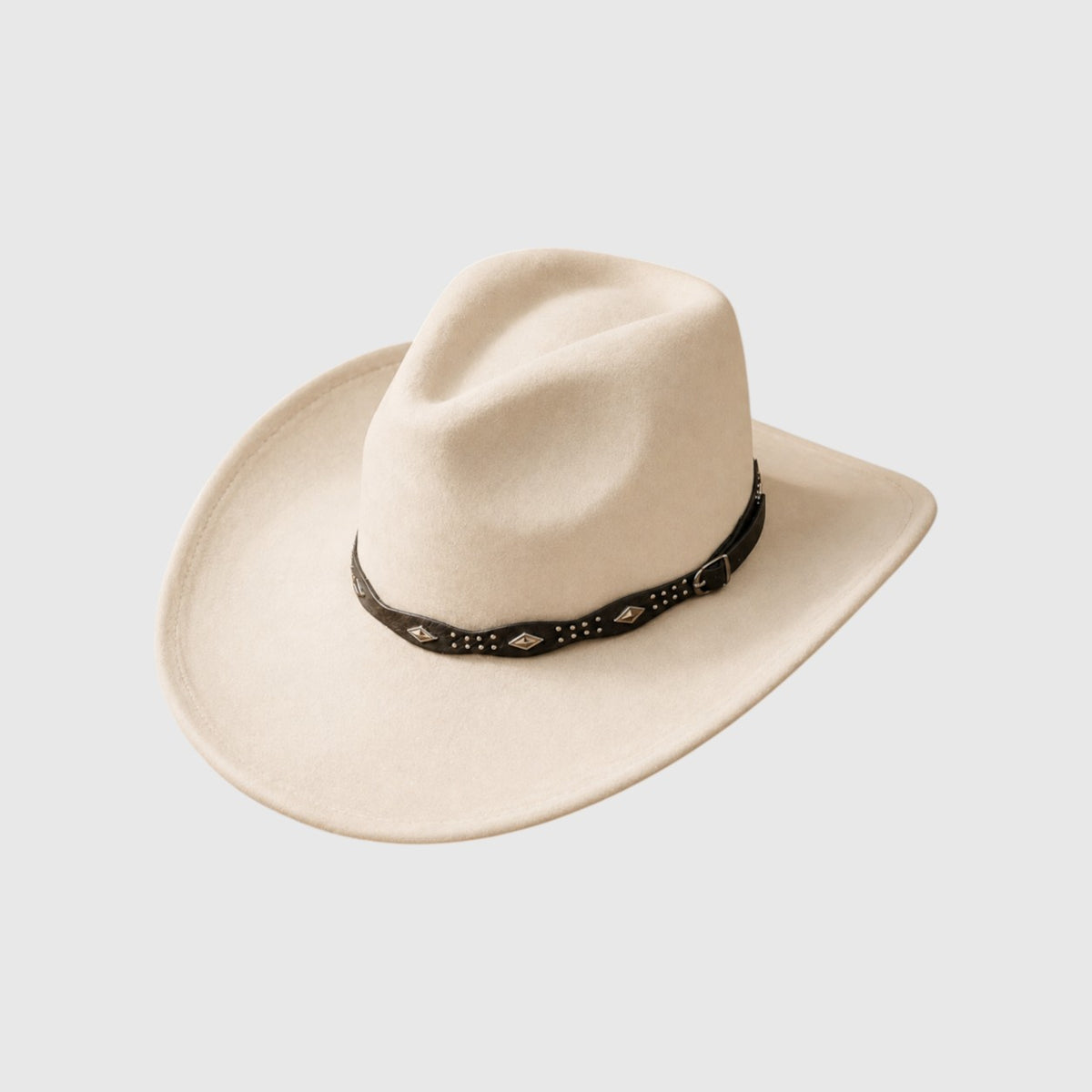 Studded Concho Band Vegan Suede Western Fedora