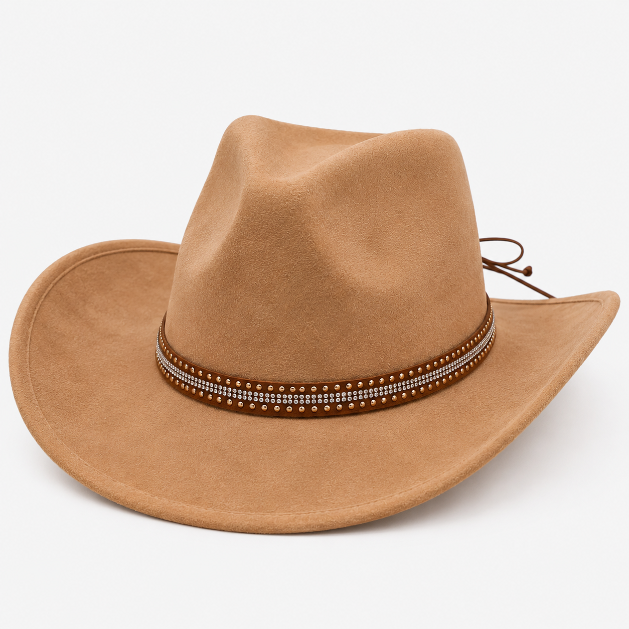 Western Rhinestone Studded Adjustable Brown Hat Band