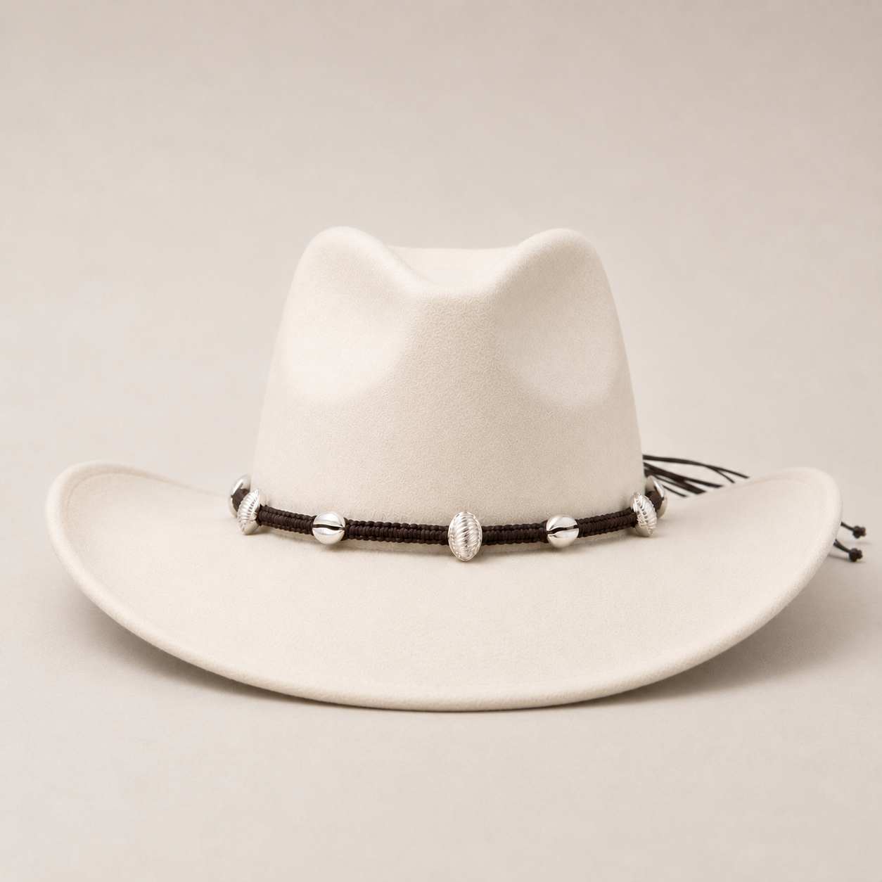 Western Cowrie Shell & Silver Beaded Adjustable Hat Band