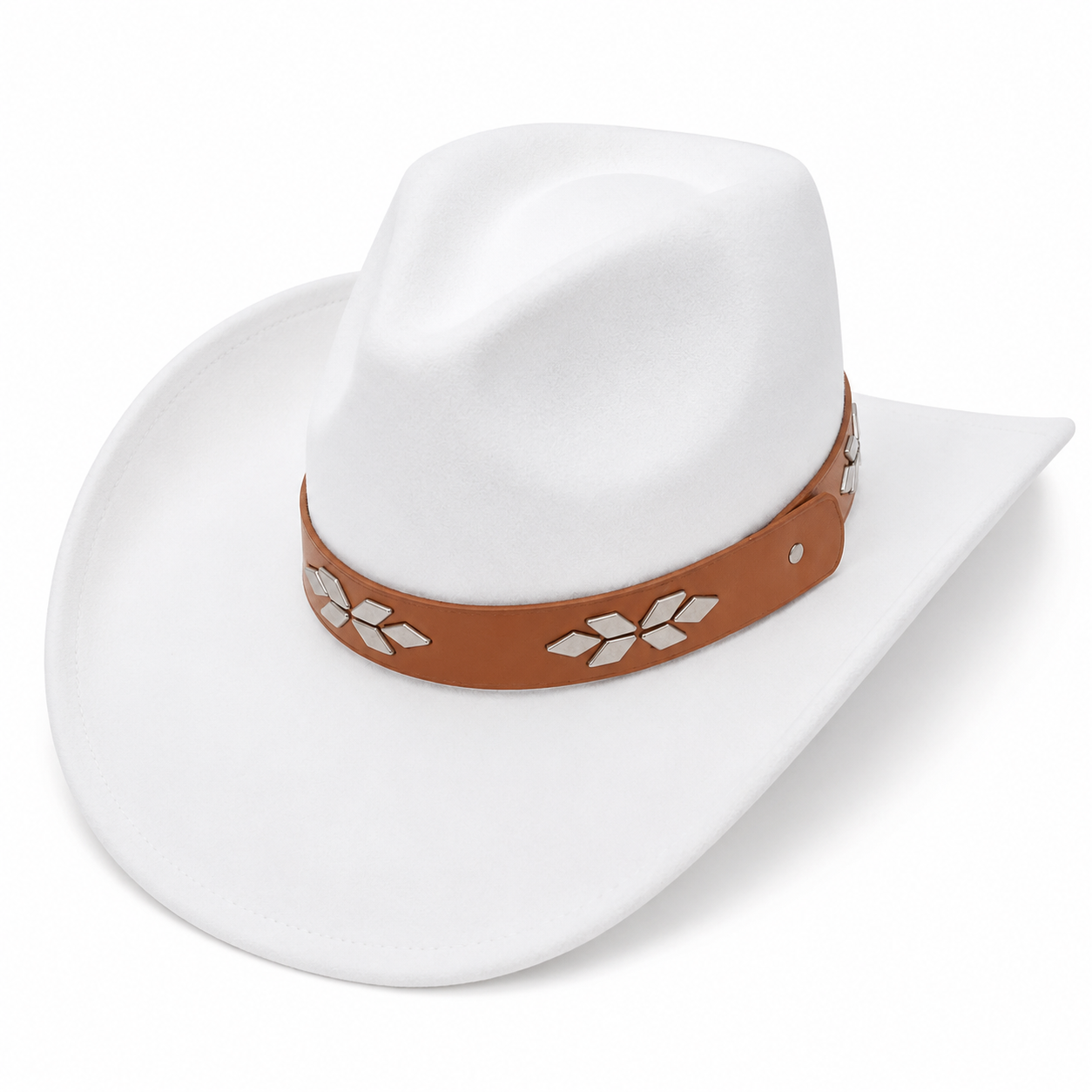 Western Leather Hat Band with Silver Conchos