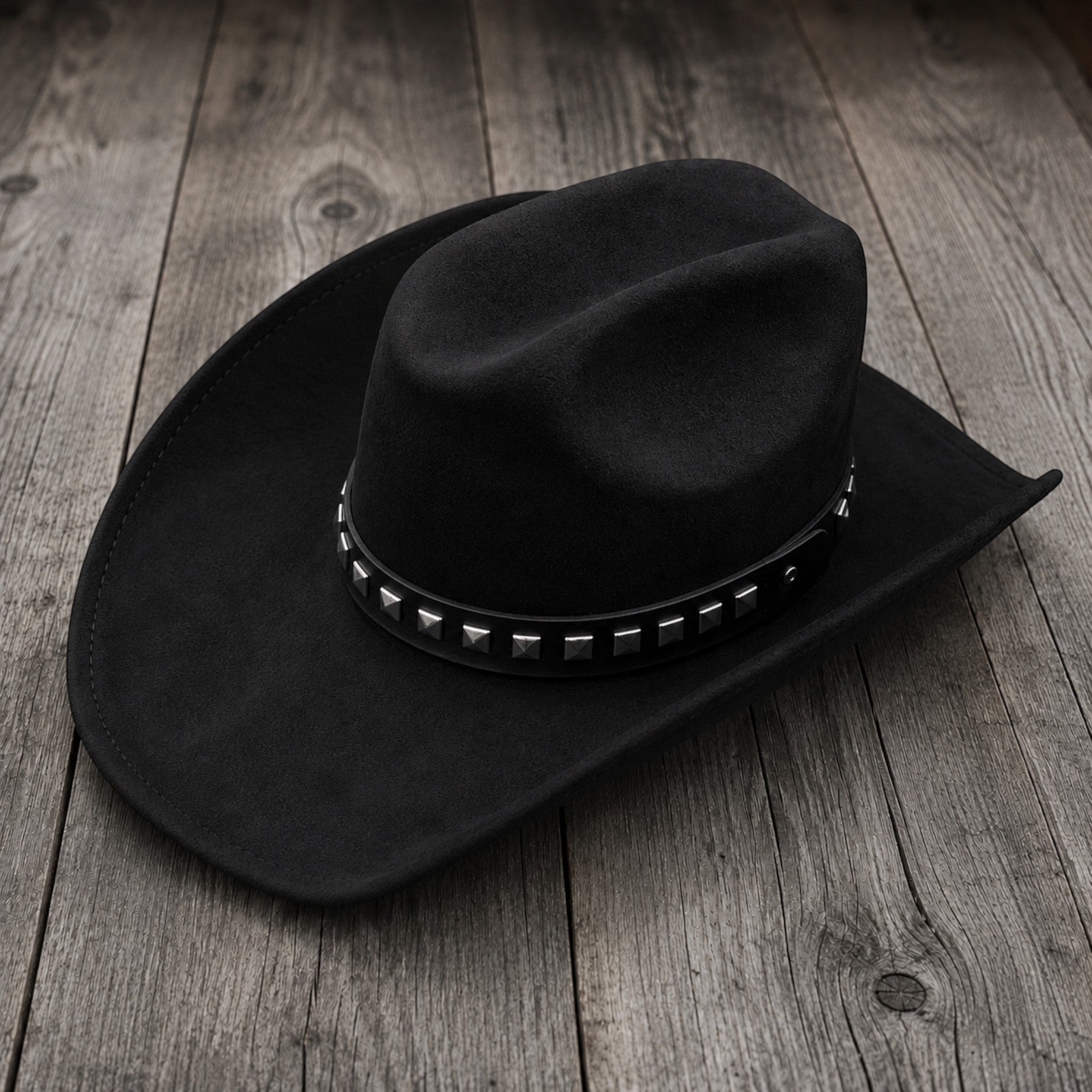 Western Pyramid Stud Faux Leather Hat Band