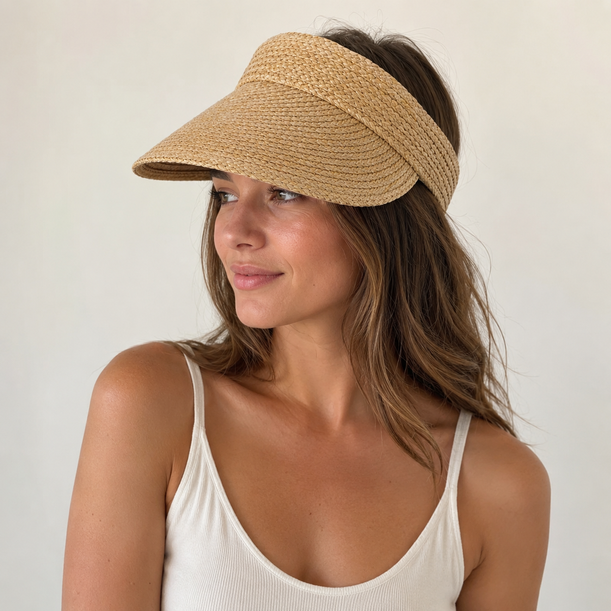Raffia Wide Brim Sun Visor