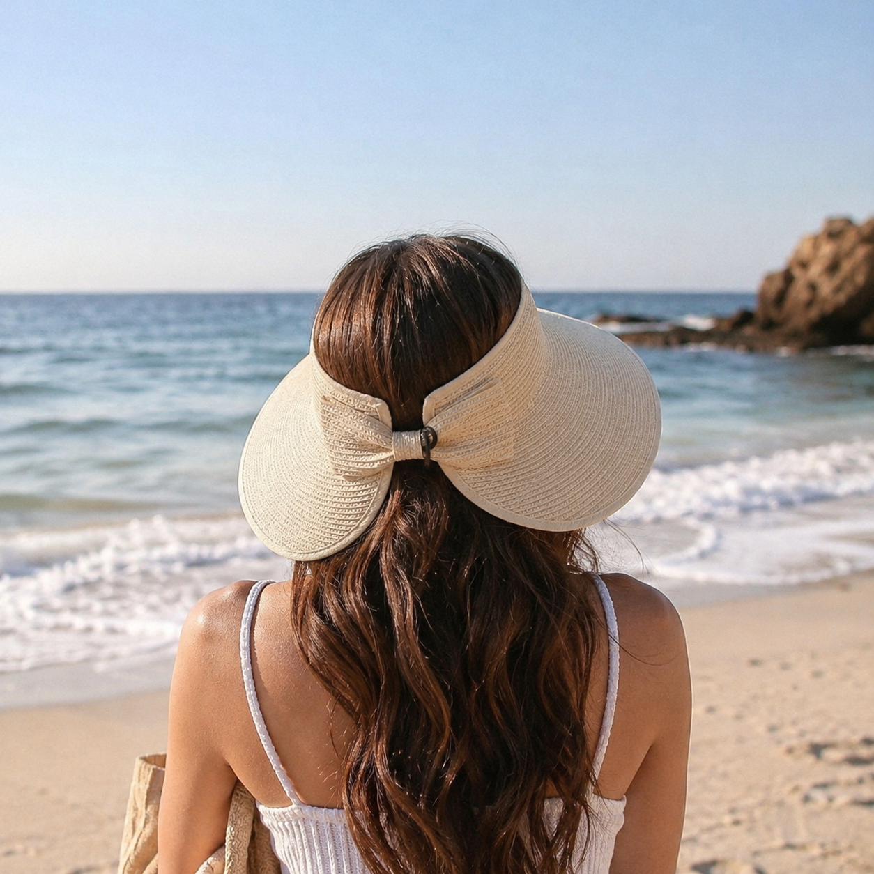 Packable Wide Brim Straw Sun Visor