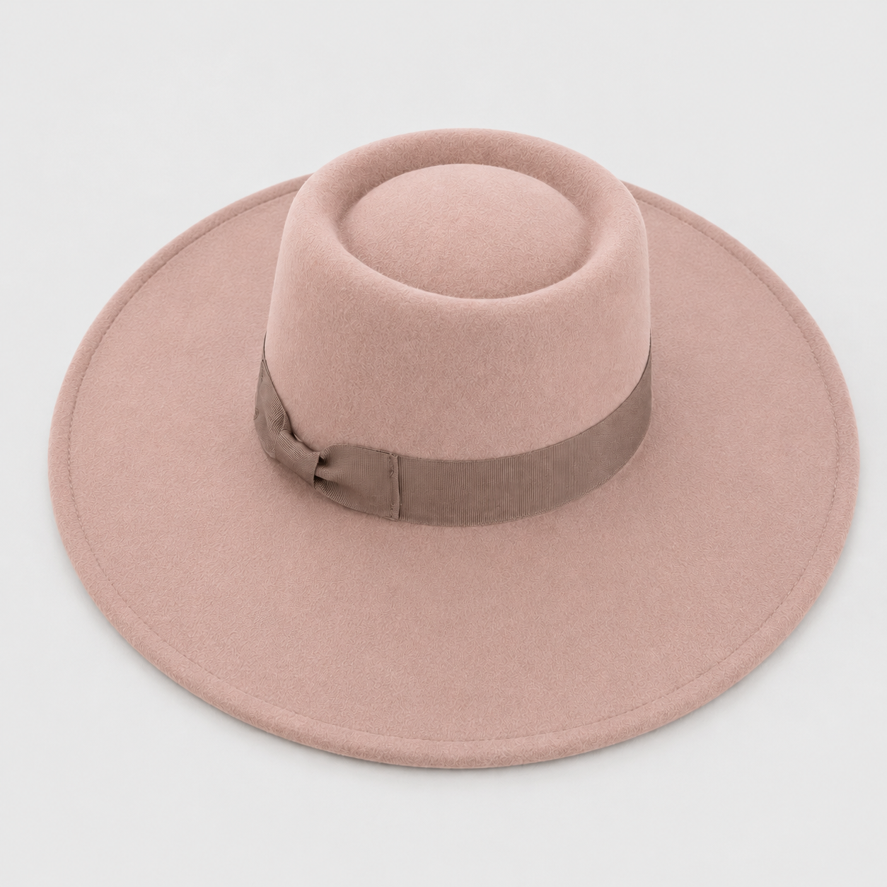 Wide Brim Vegan Felt Gambler Hat with Matching Grosgrain Band