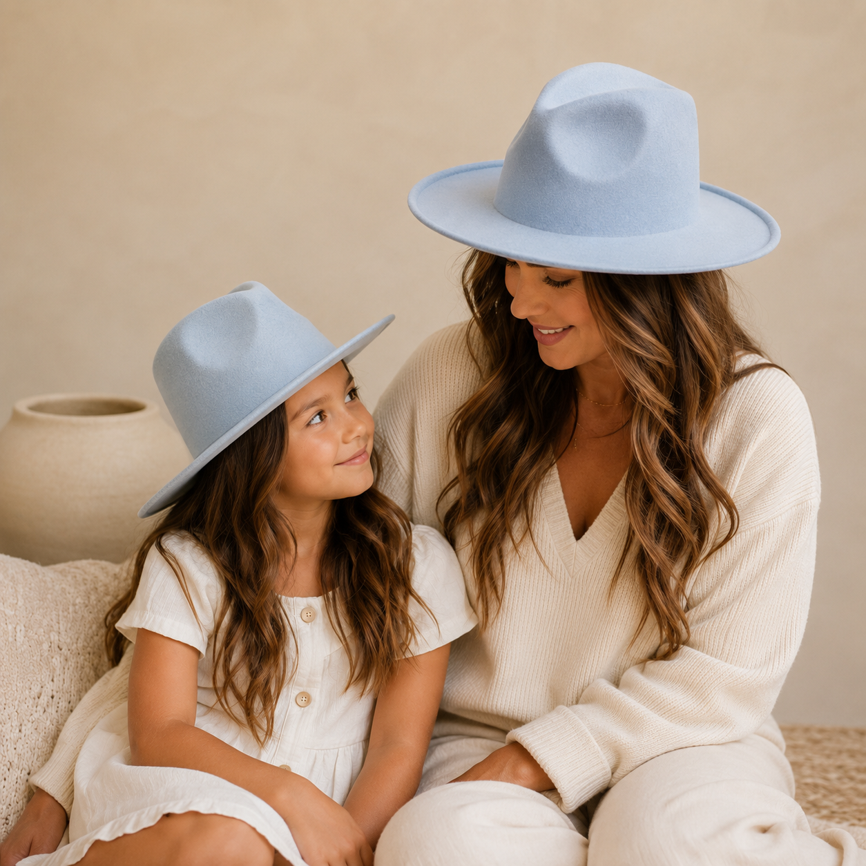 Mommy & Me Wide Brim Rancher Hat Set – 2 Pcs