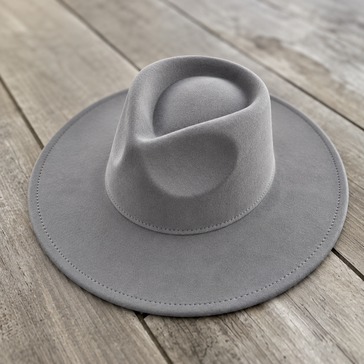 Vegan Suede Structured Flat Brim Rancher Hat
