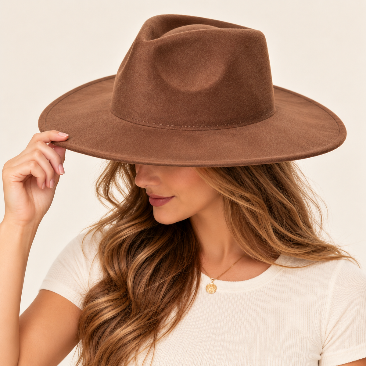 Vegan Suede Wide Brim Rancher Hat