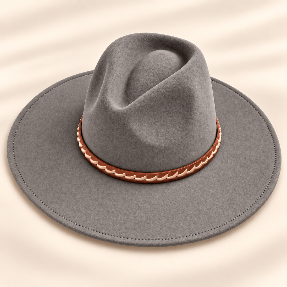 Vegan Felt Flat Brim Rancher Hat w/ Braided Tassel Band
