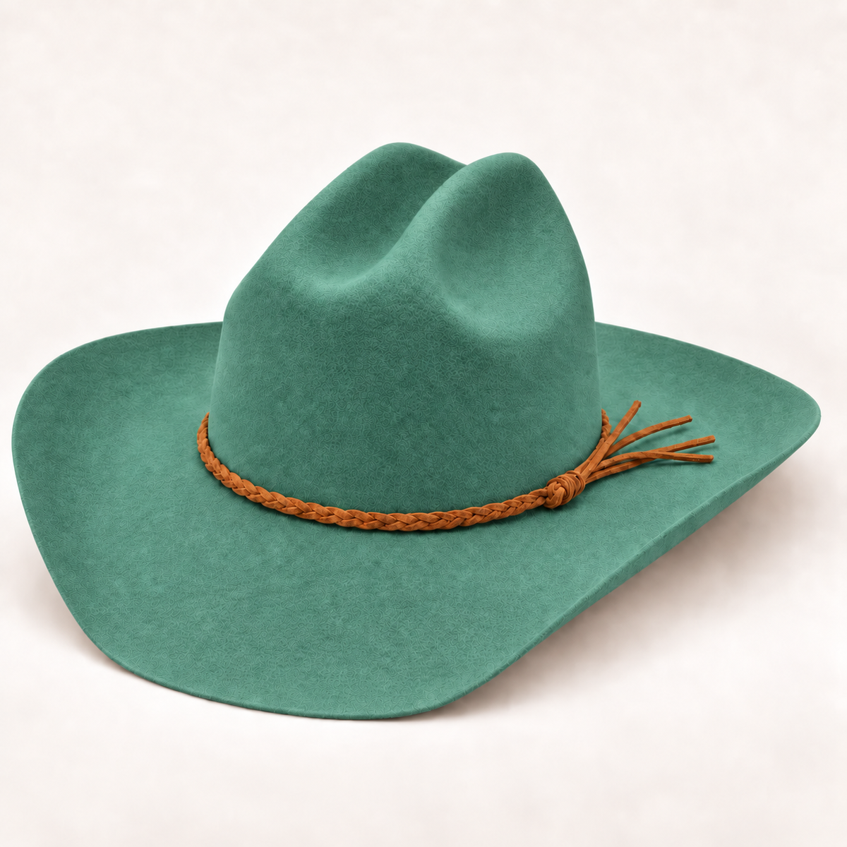 Premium Australian Wool Cattleman Cowboy Hat with Braided Suede Belt