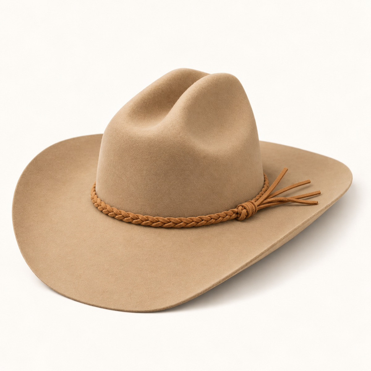 Premium Australian Wool Cattleman Cowboy Hat with Braided Suede Belt