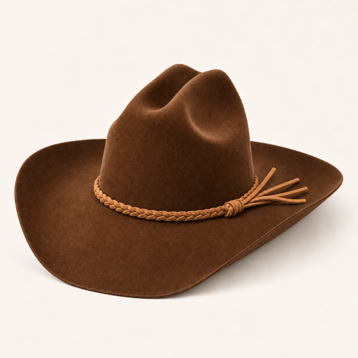 Premium Australian Wool Cattleman Cowboy Hat with Braided Suede Belt