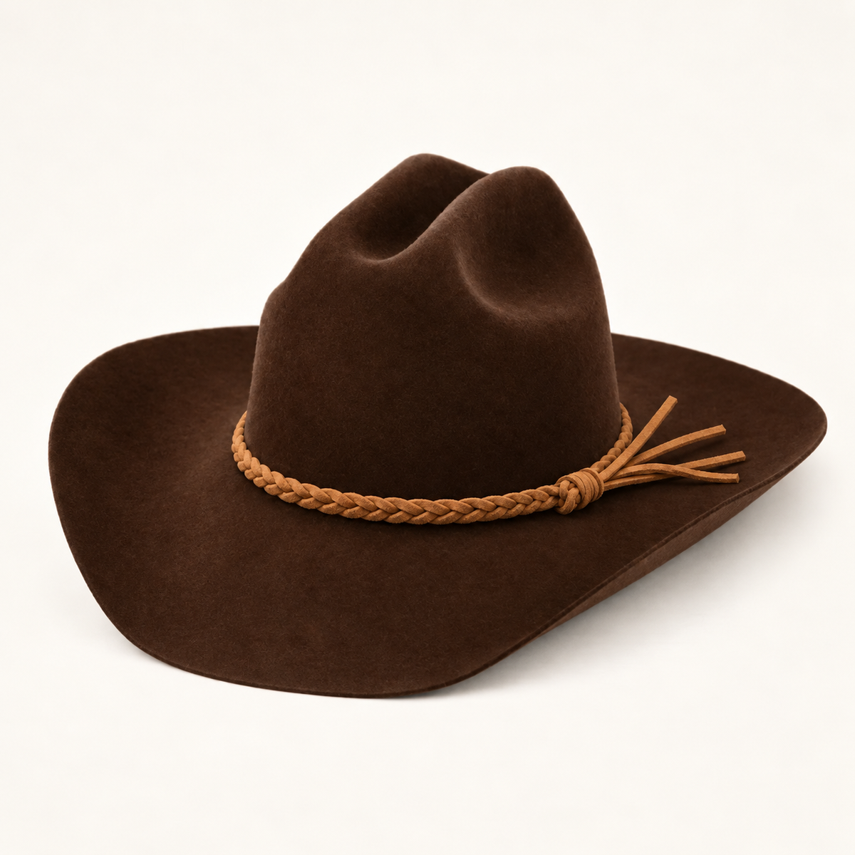 Premium Australian Wool Cattleman Cowboy Hat with Braided Suede Belt