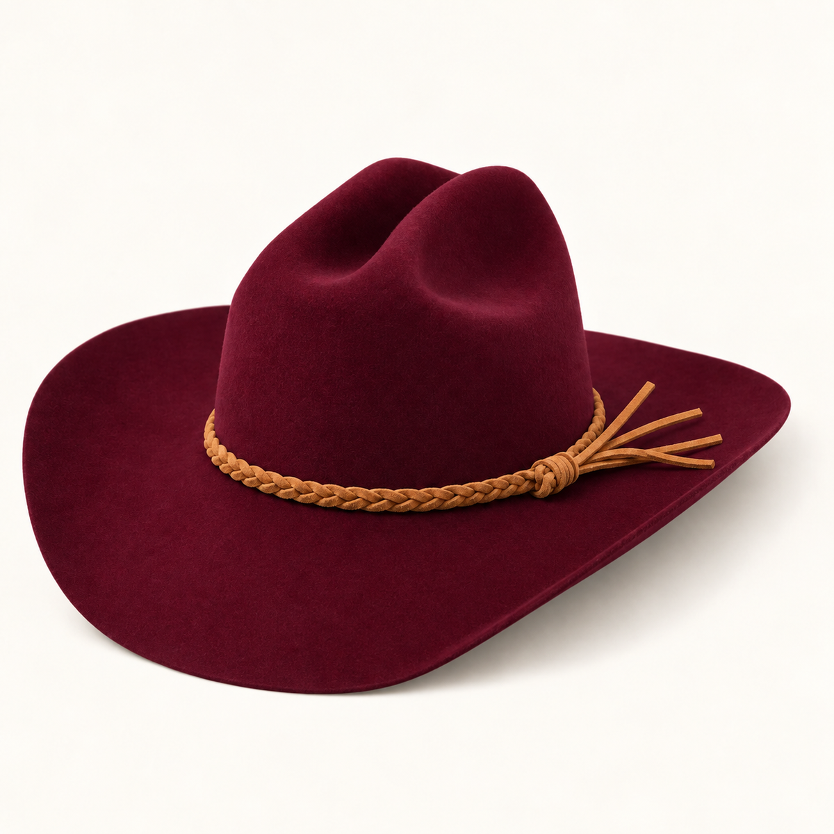 Premium Australian Wool Cattleman Cowboy Hat with Braided Suede Belt