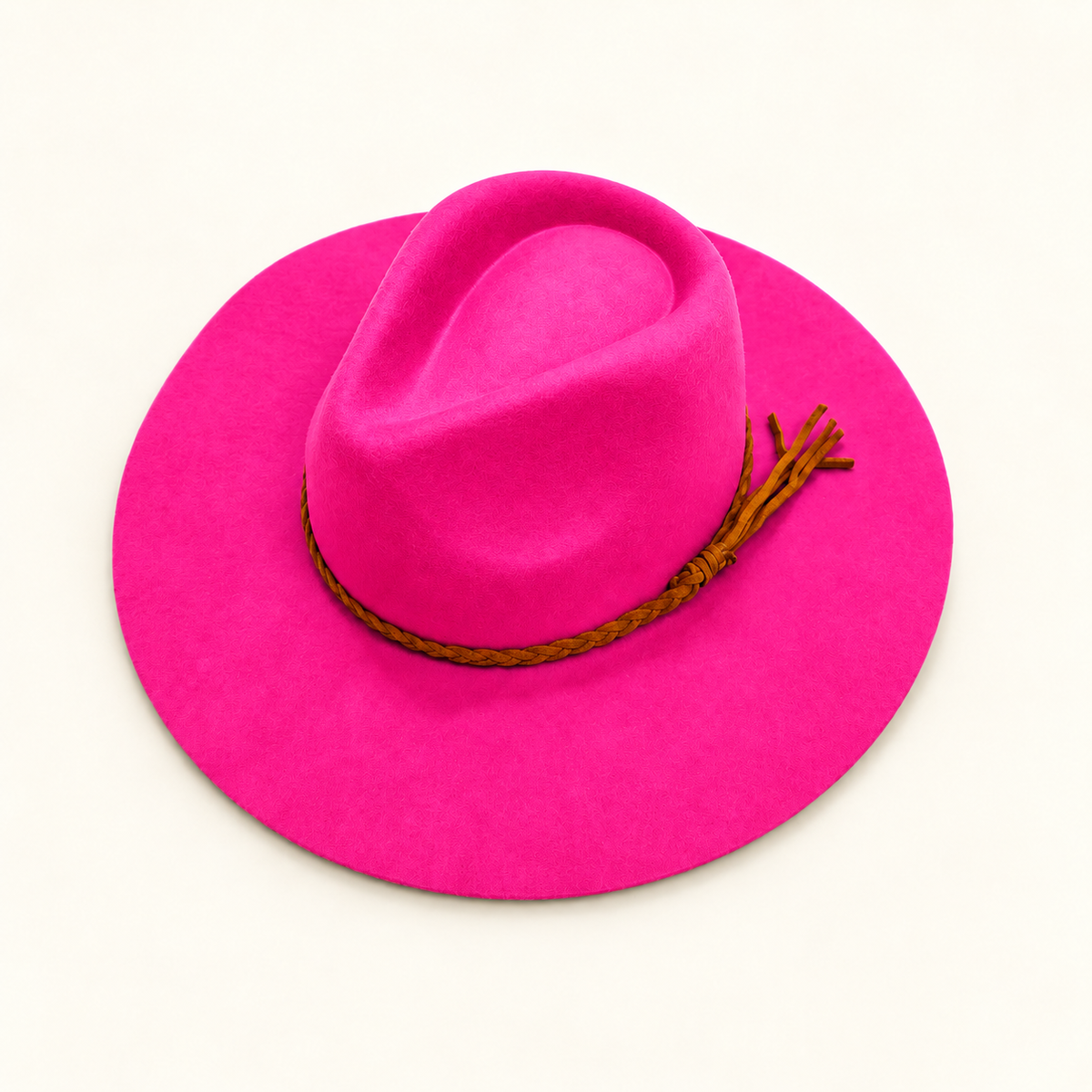 Wholesale Australian Wool Rancher Hat with Braided Suede Belt - Fuchsia