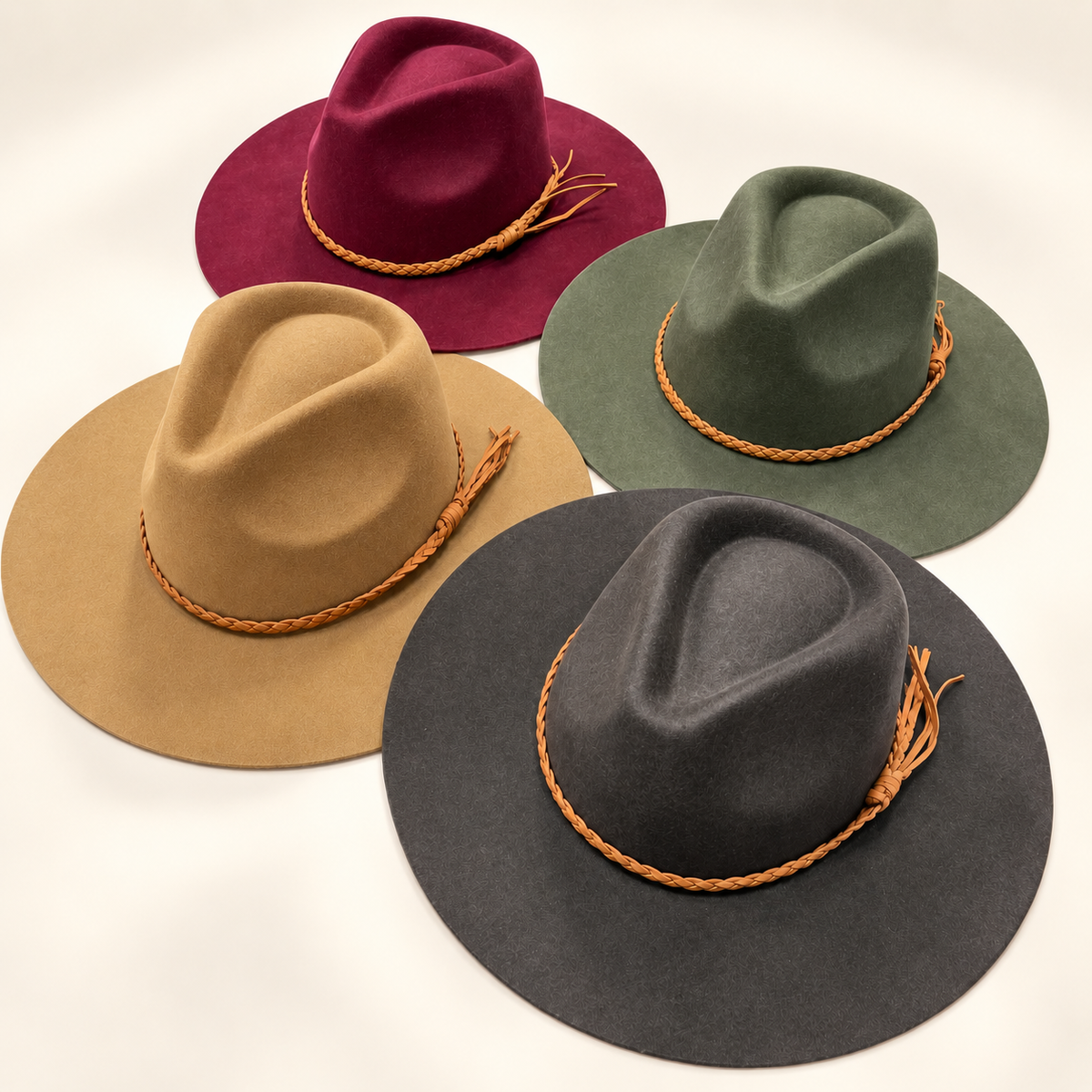 Wool Rancher Hat with Braided Suede Belt