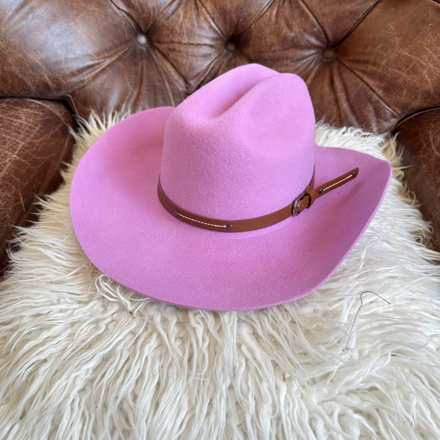 WOOL CATTLEMAN COWBOY WESTERN HAT W/ LEATHER BELT