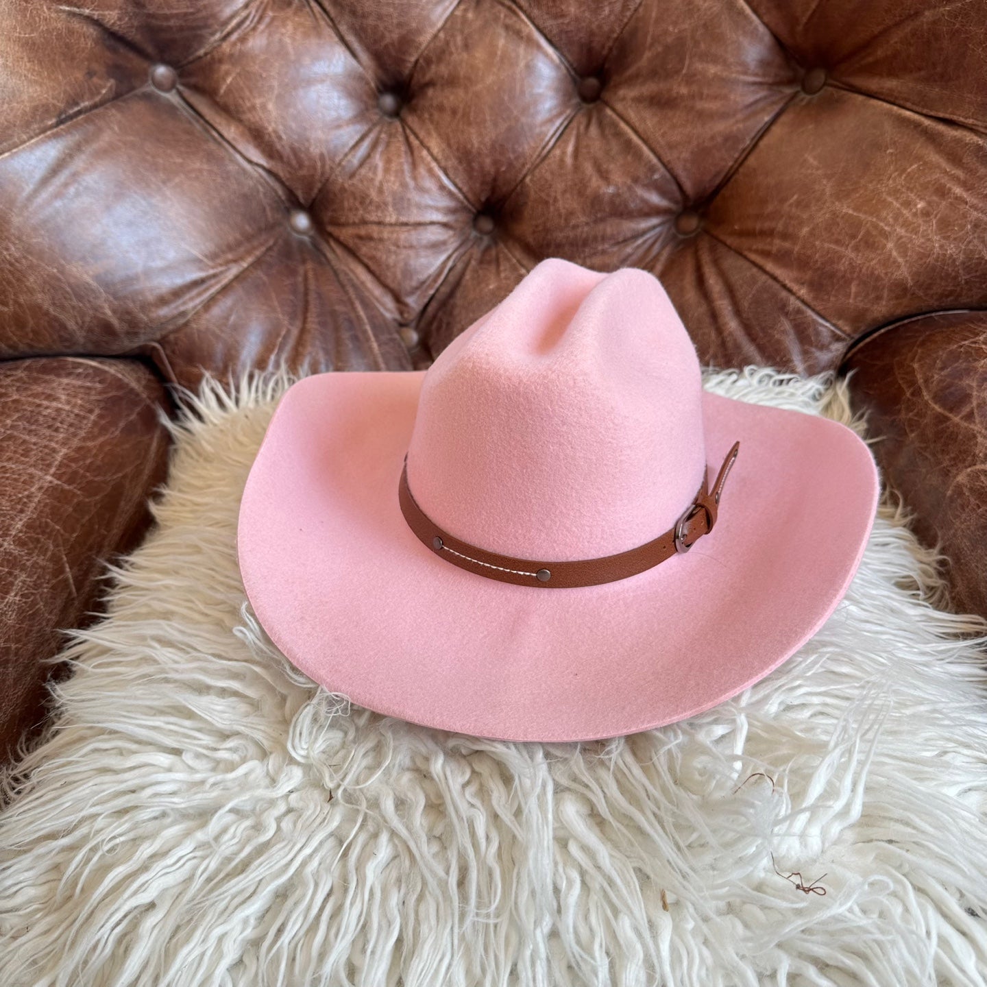 WOOL CATTLEMAN COWBOY WESTERN HAT W/ LEATHER BELT