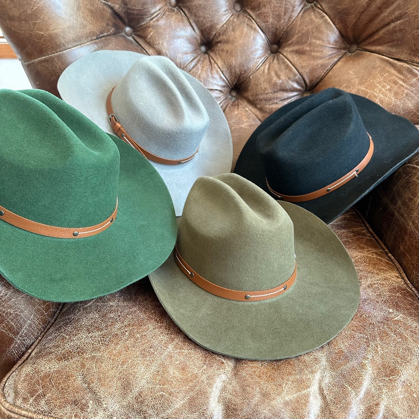 WOOL CATTLEMAN COWBOY WESTERN HAT W/ LEATHER BELT