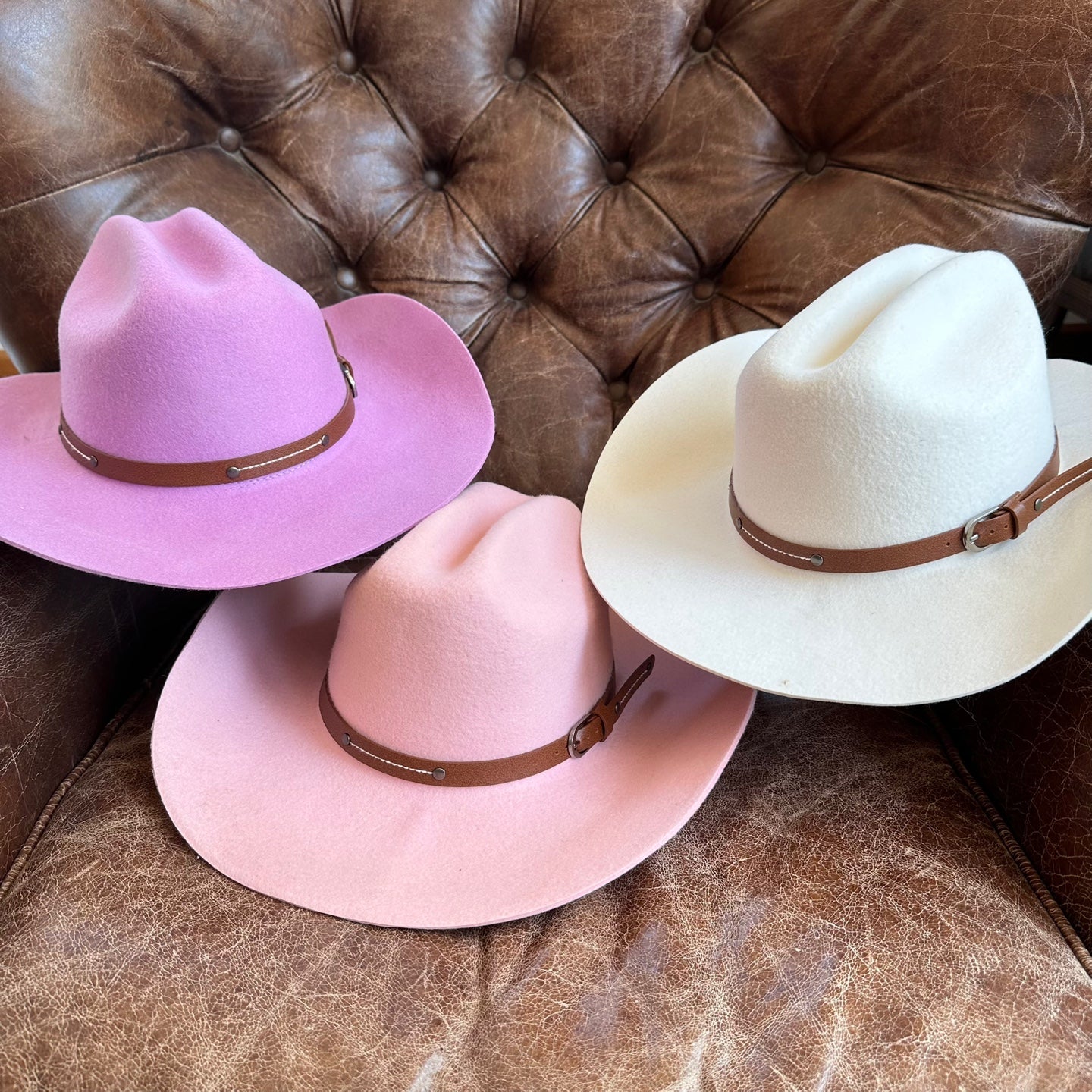WOOL CATTLEMAN COWBOY WESTERN HAT W/ LEATHER BELT