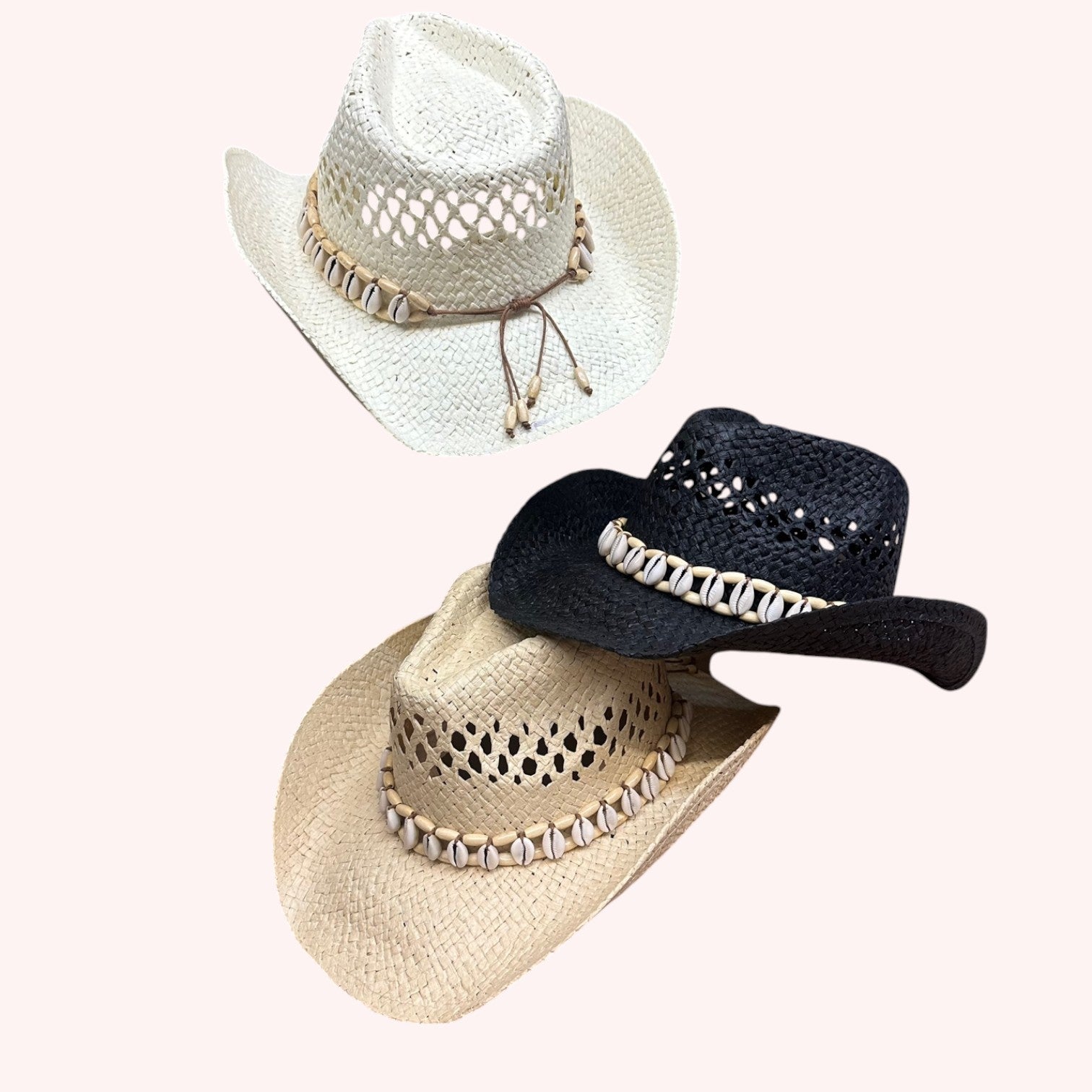 SEASHELLS BAND COWBOY COWGIRL HANDMADE HAT