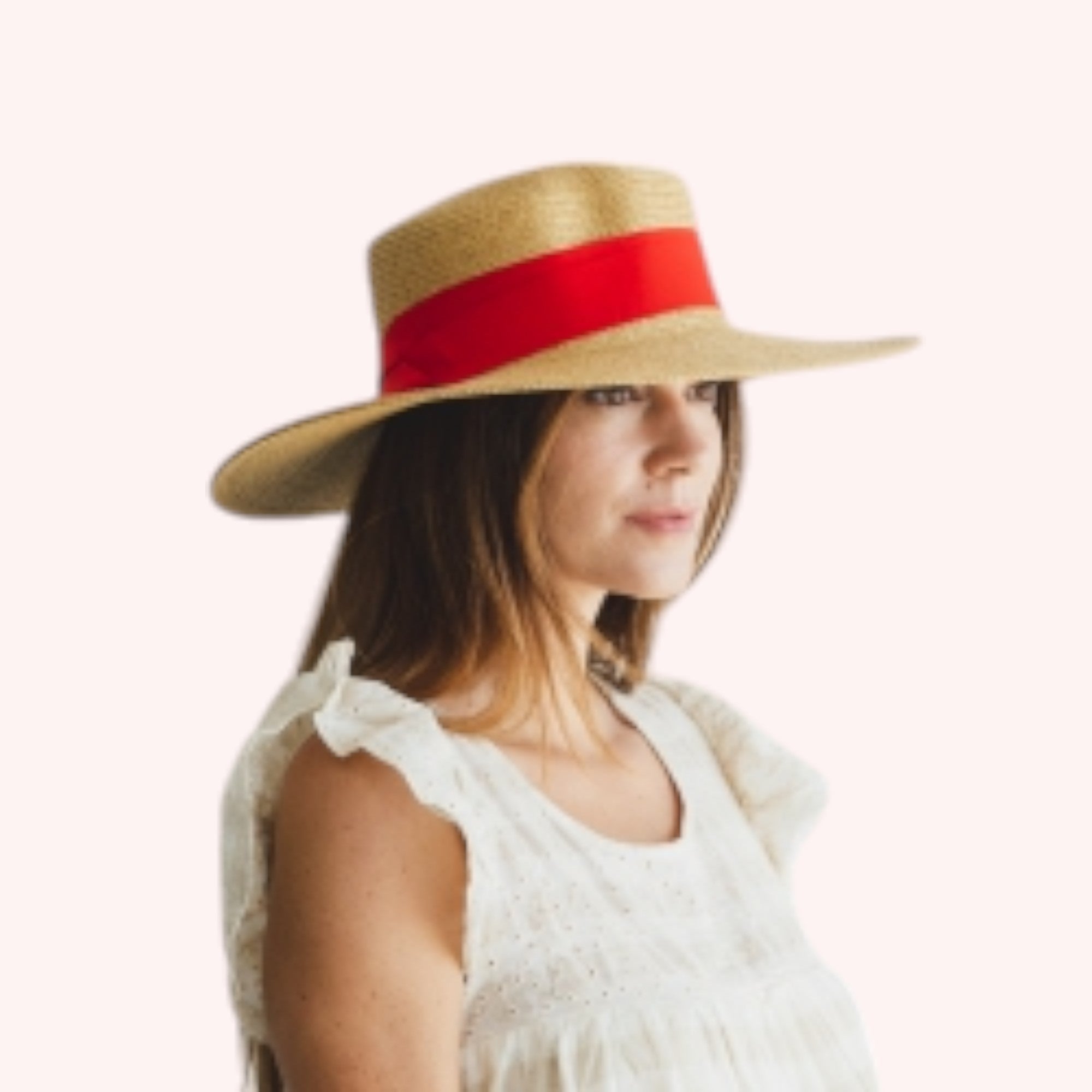Boater Sun Hat w/ Ribbon Bow