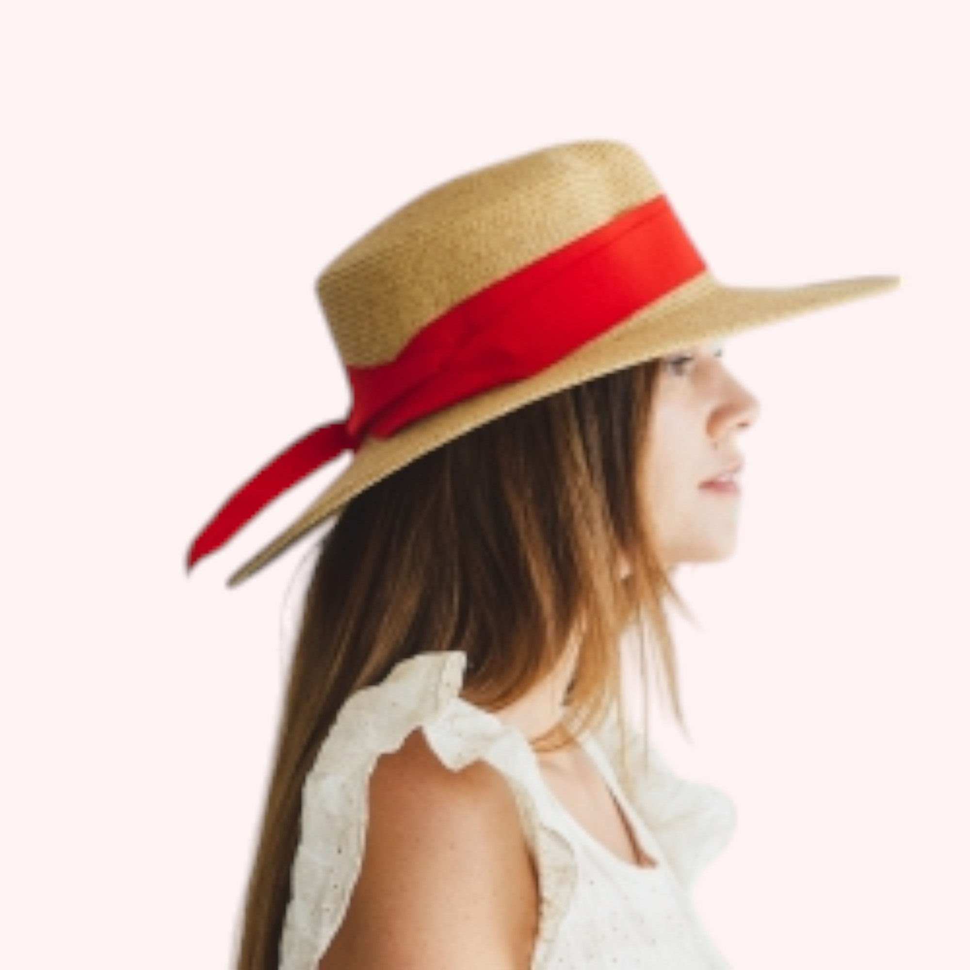 Boater Sun Hat w/ Ribbon Bow