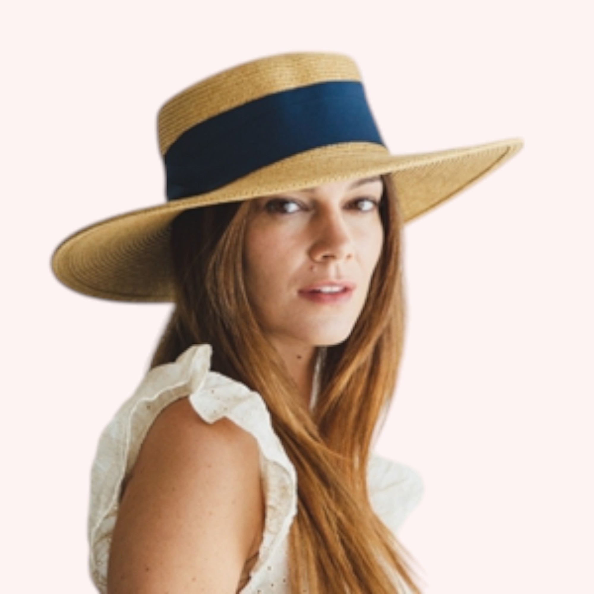 Boater Sun Hat w/ Ribbon Bow