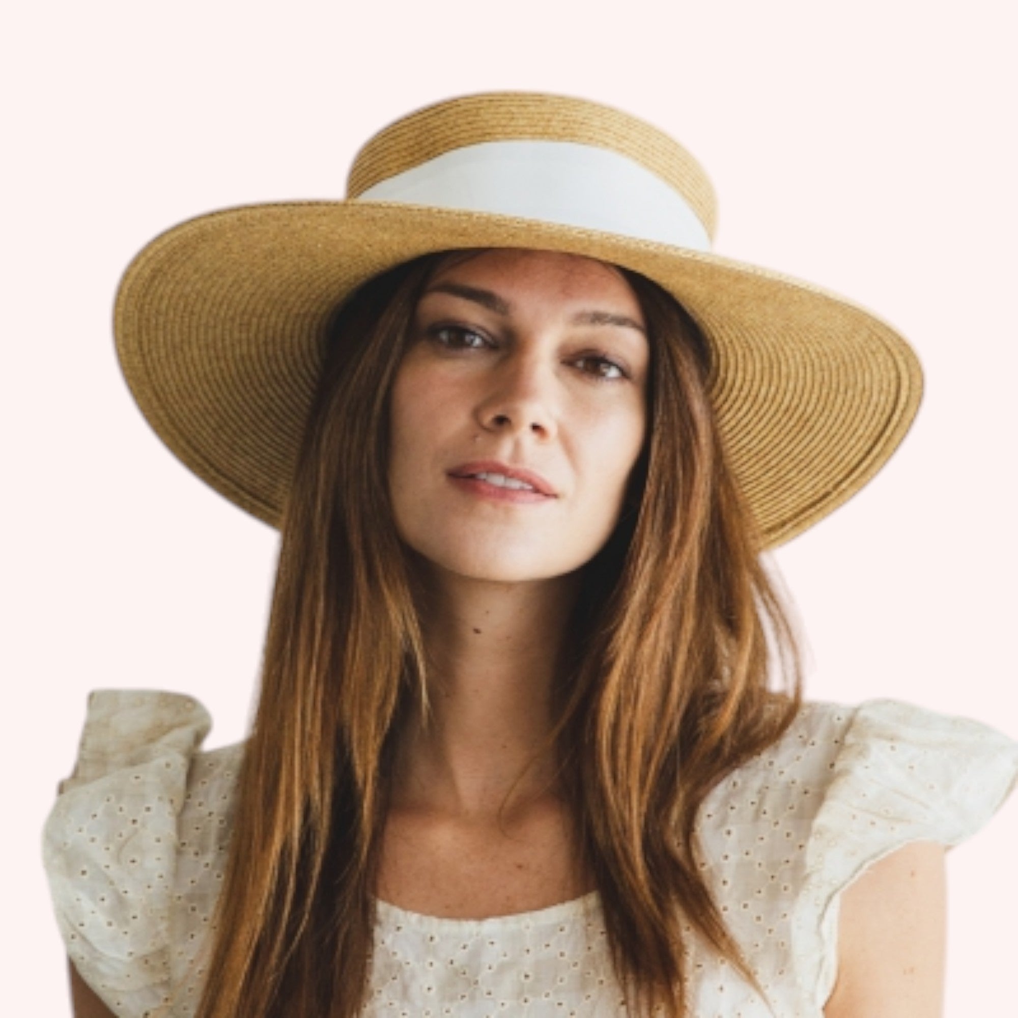 Boater Sun Hat w/ Ribbon Bow