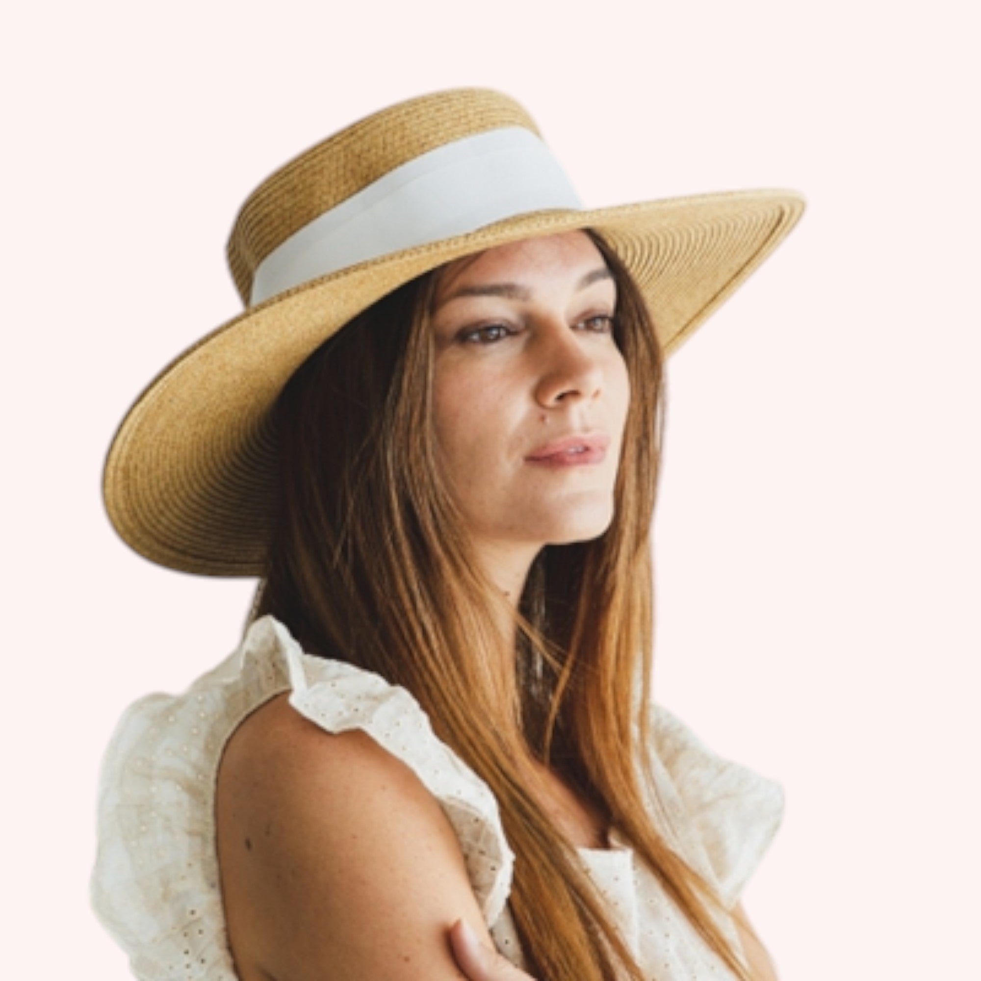Boater Sun Hat w/ Ribbon Bow