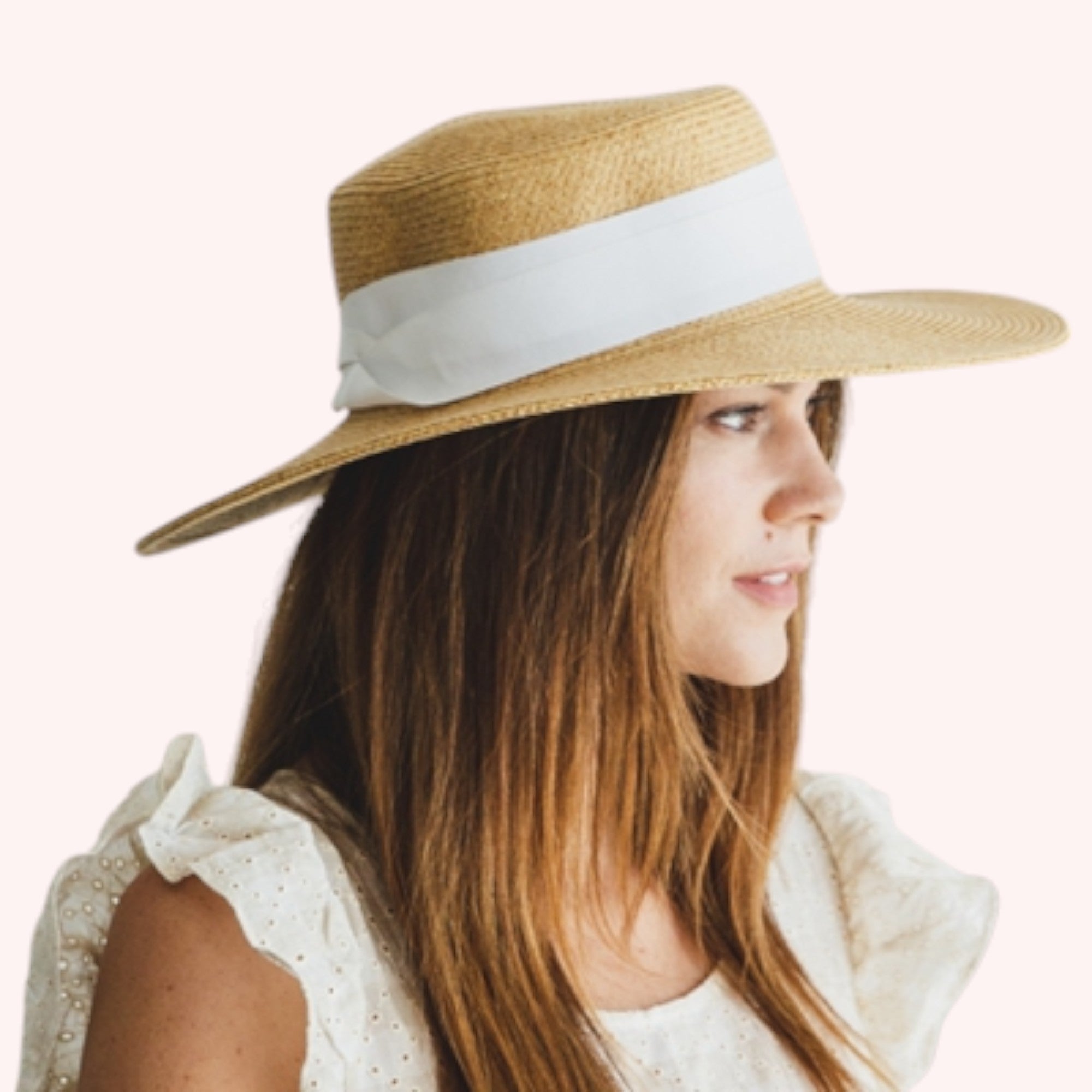Boater Sun Hat w/ Ribbon Bow