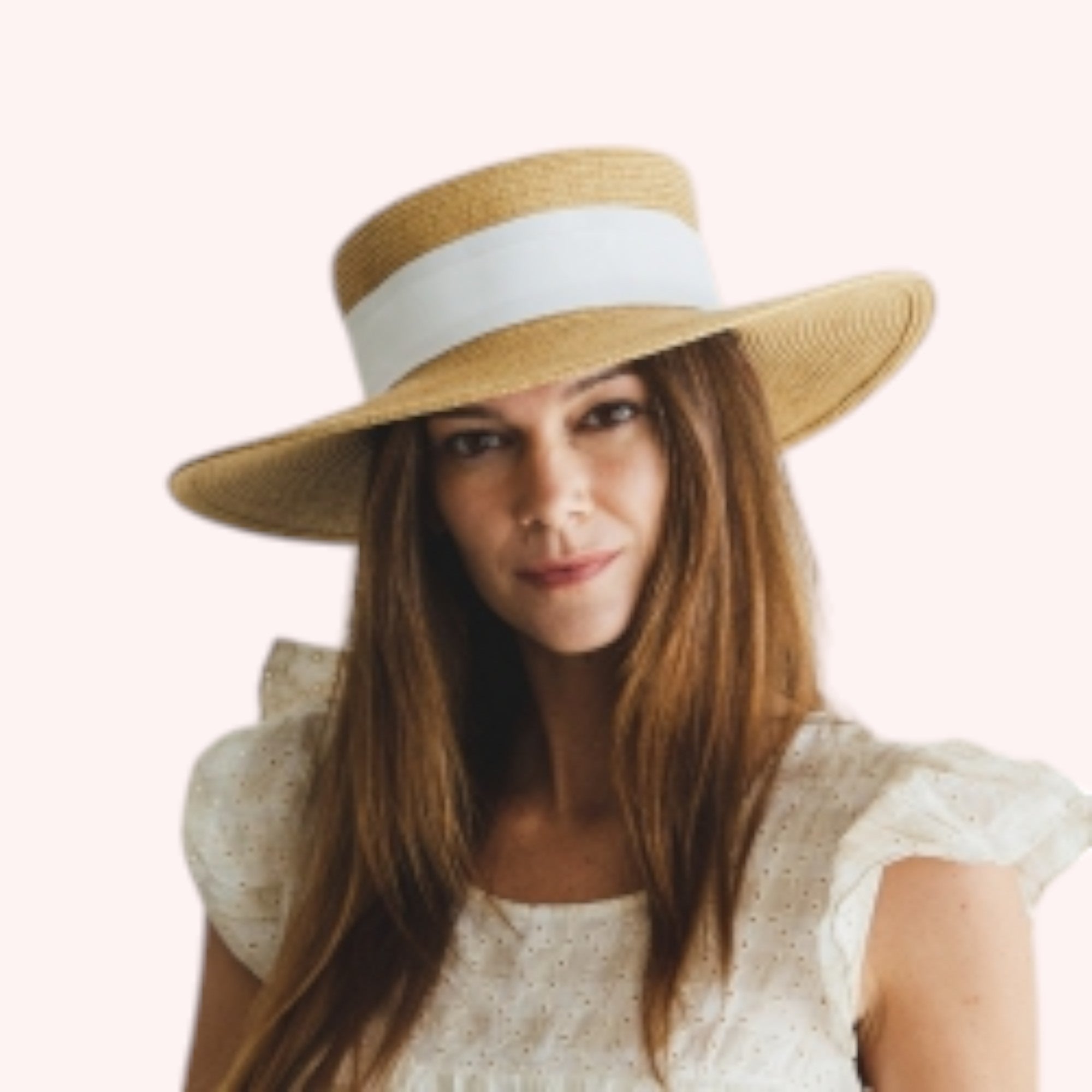Boater Sun Hat w/ Ribbon Bow