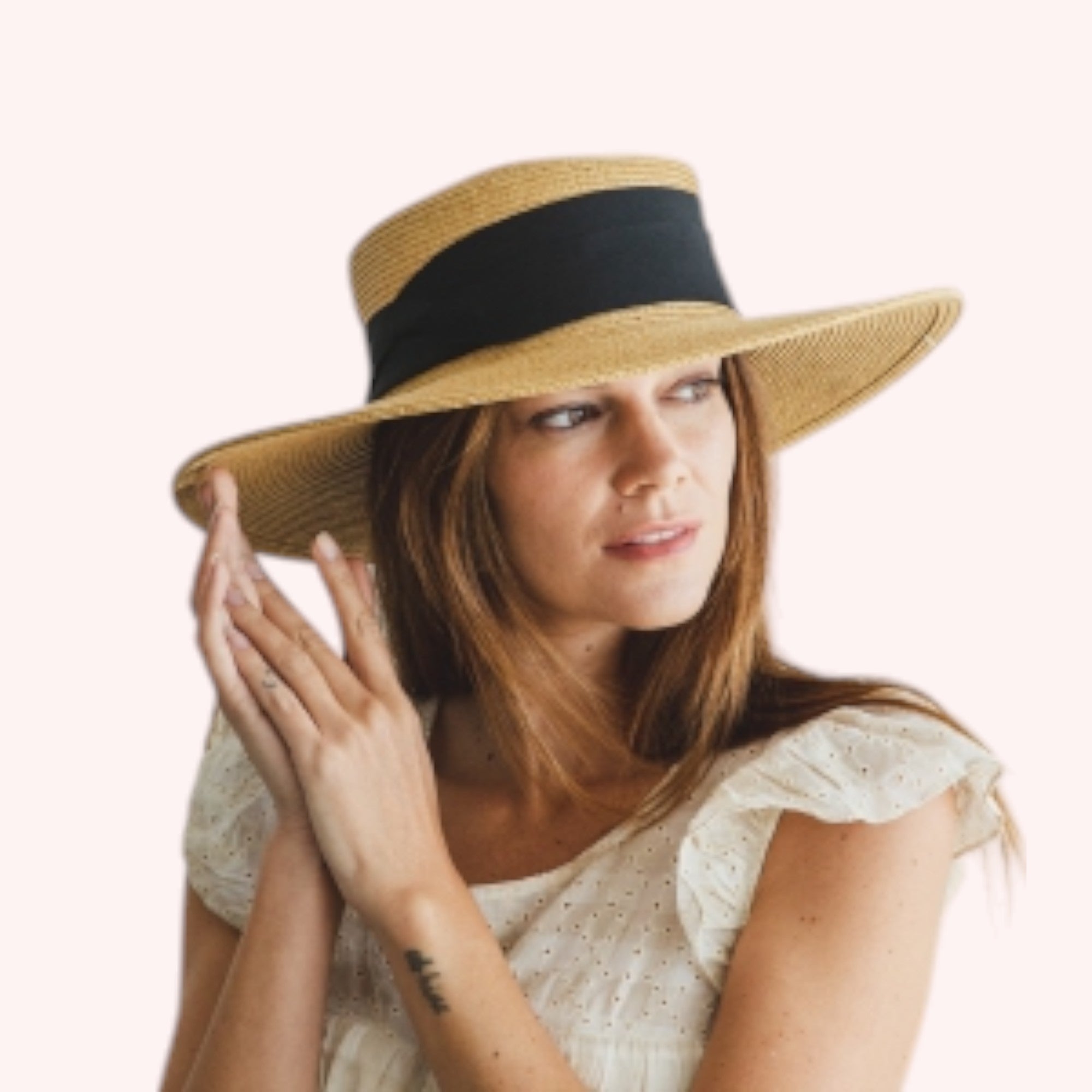 Boater Sun Hat w/ Ribbon Bow