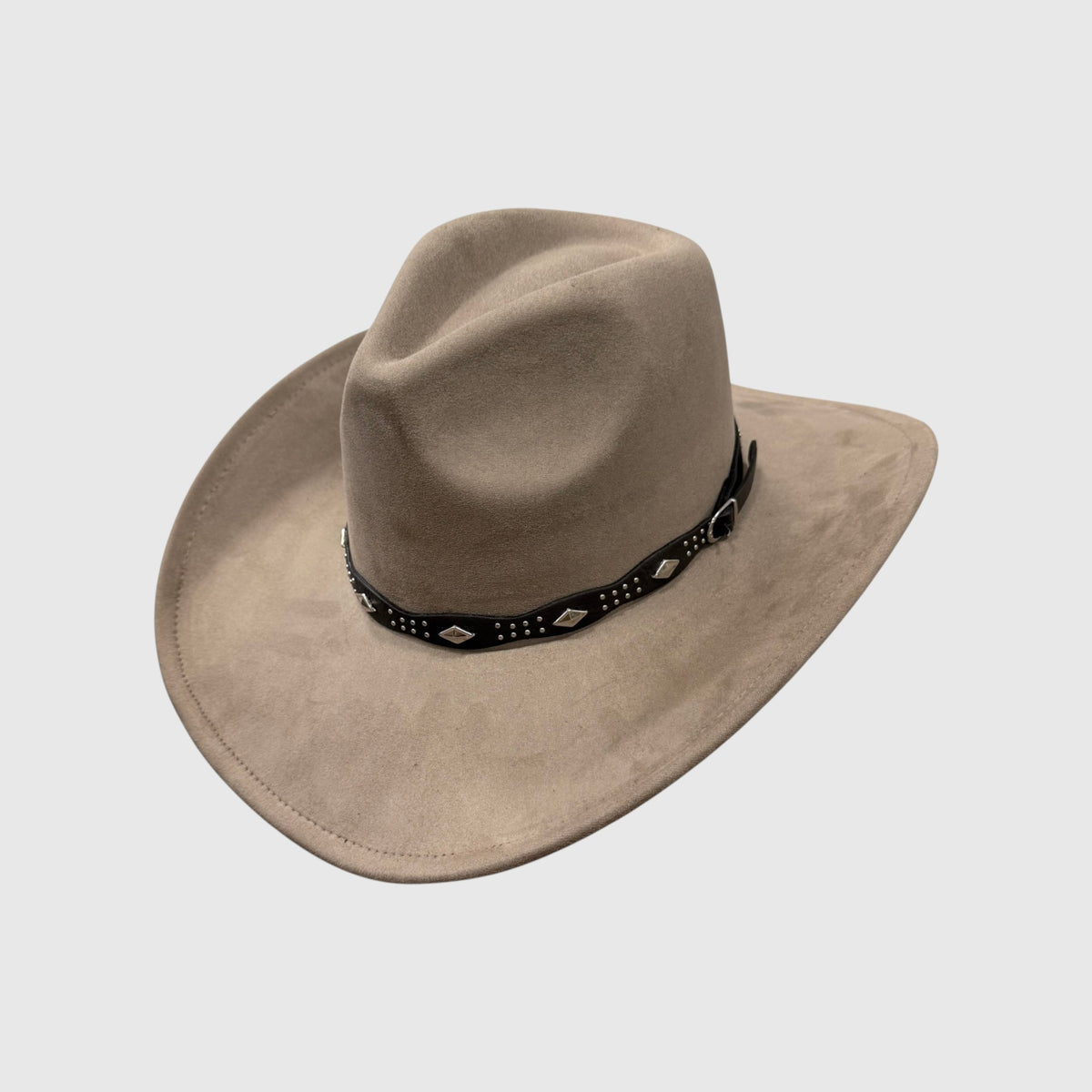 Studded Concho Band Vegan Suede Western Fedora