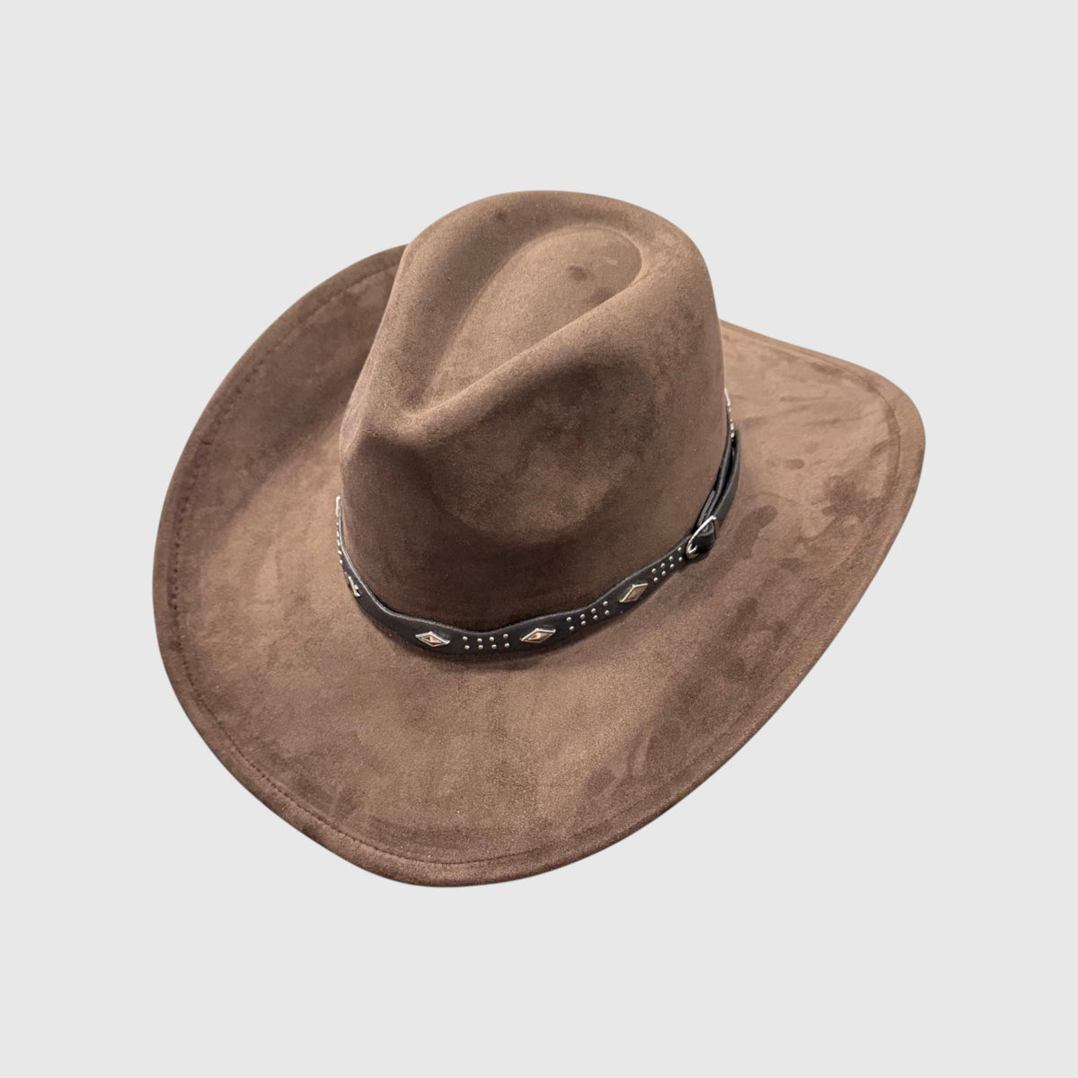 Studded Concho Band Vegan Suede Western Fedora
