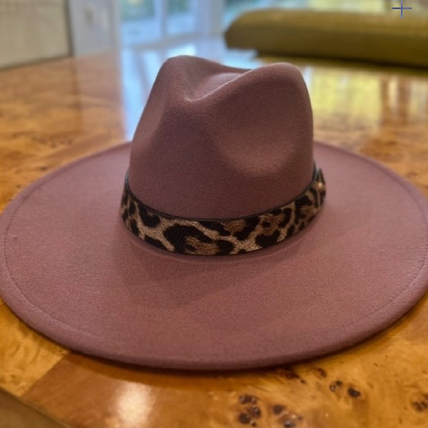VEGAN FELT PANAMA HAT W/ LEOPARD PRINTED BELT