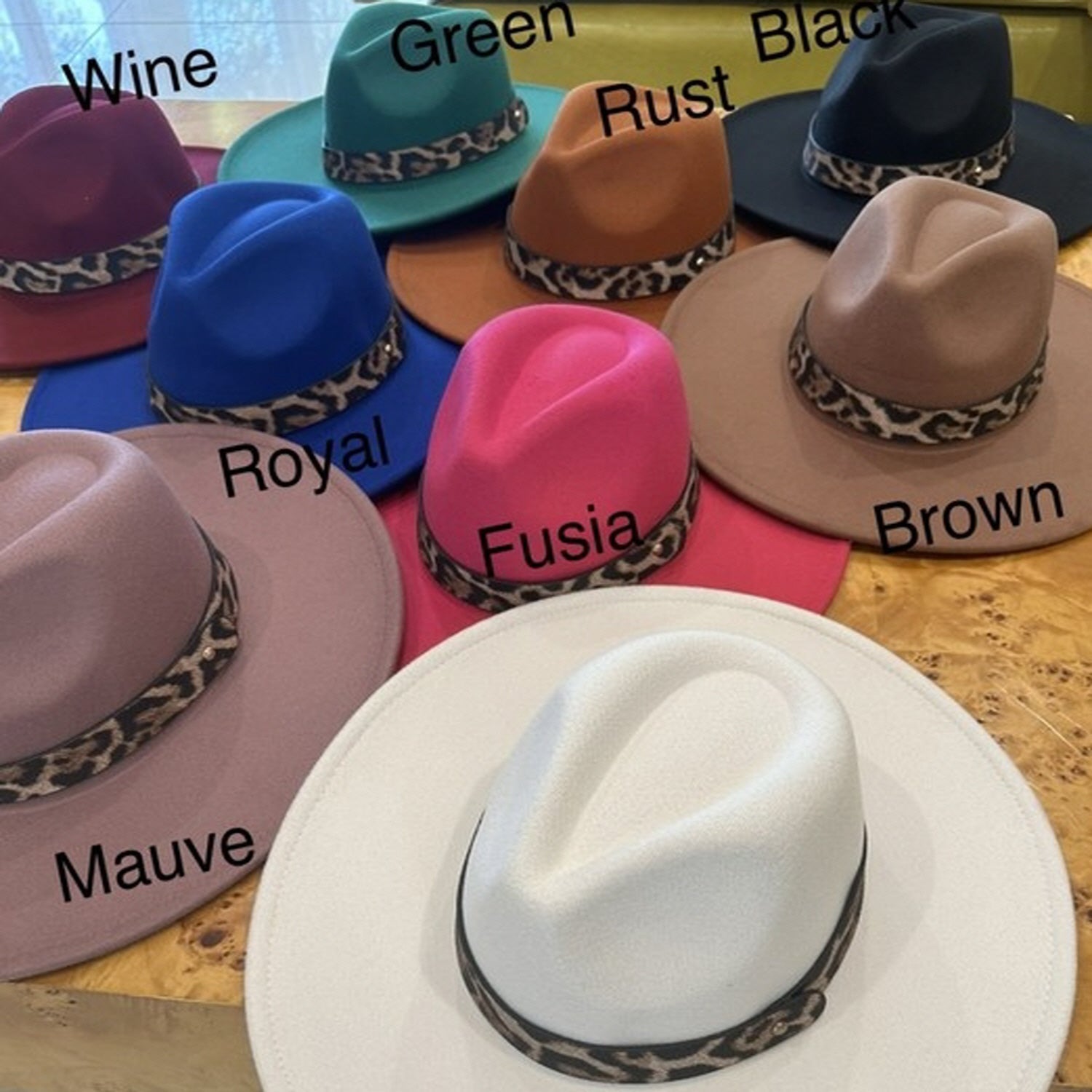 VEGAN FELT PANAMA HAT W/ LEOPARD PRINTED BELT
