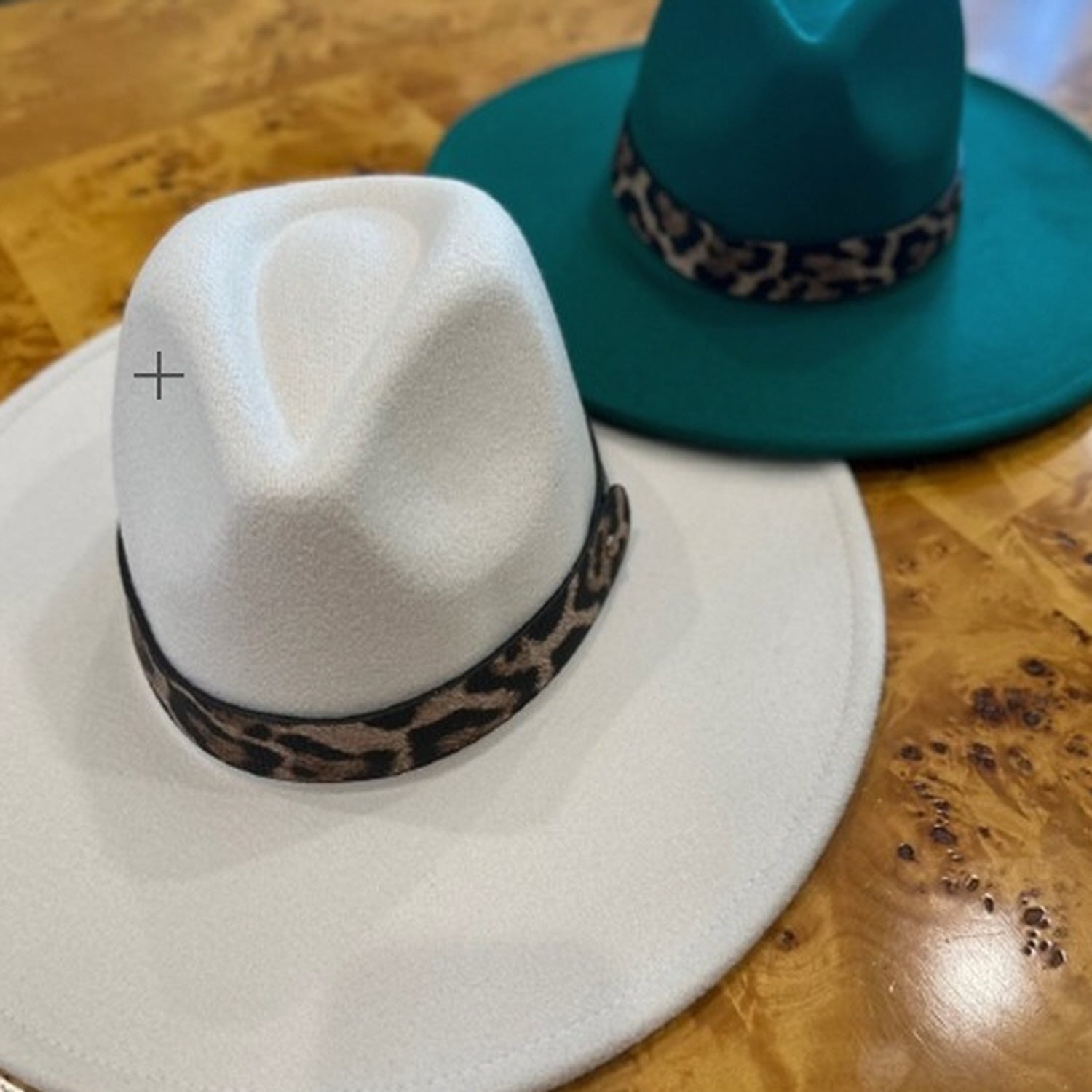 VEGAN FELT PANAMA HAT W/ LEOPARD PRINTED BELT