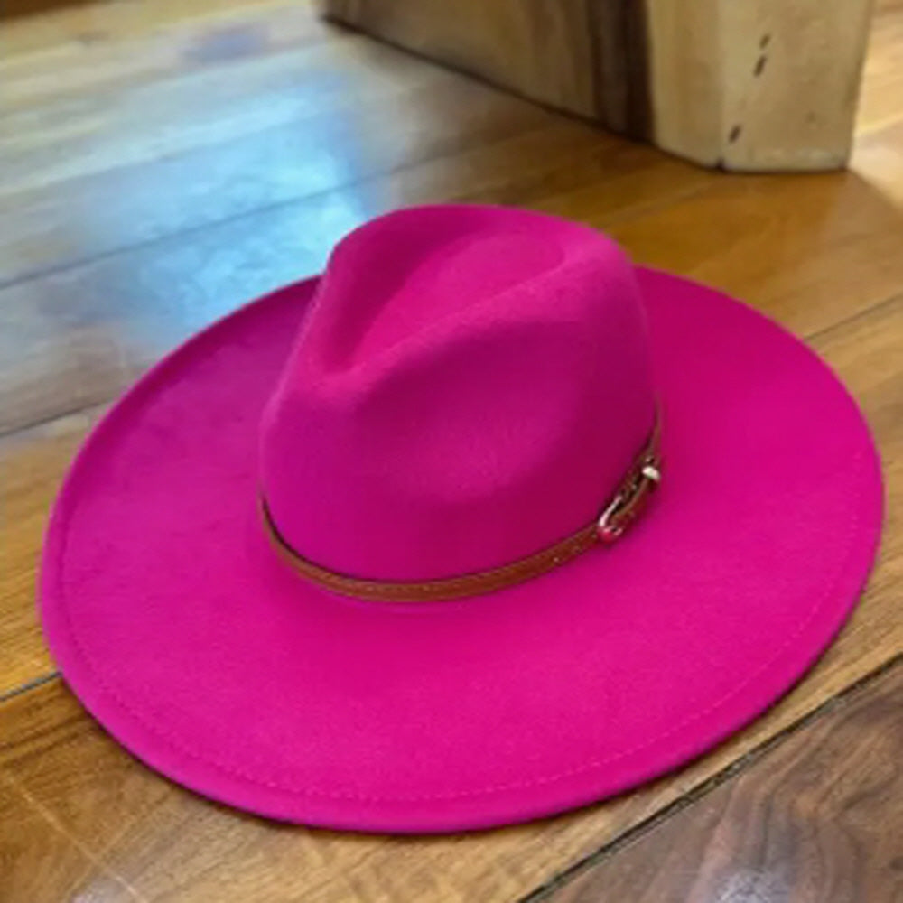 VEGAN FELT PANAMA HAT W/ LEATHER BELT
