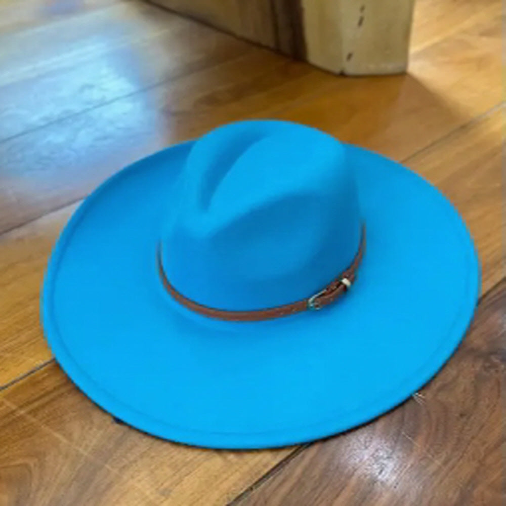 VEGAN FELT PANAMA HAT W/ LEATHER BELT