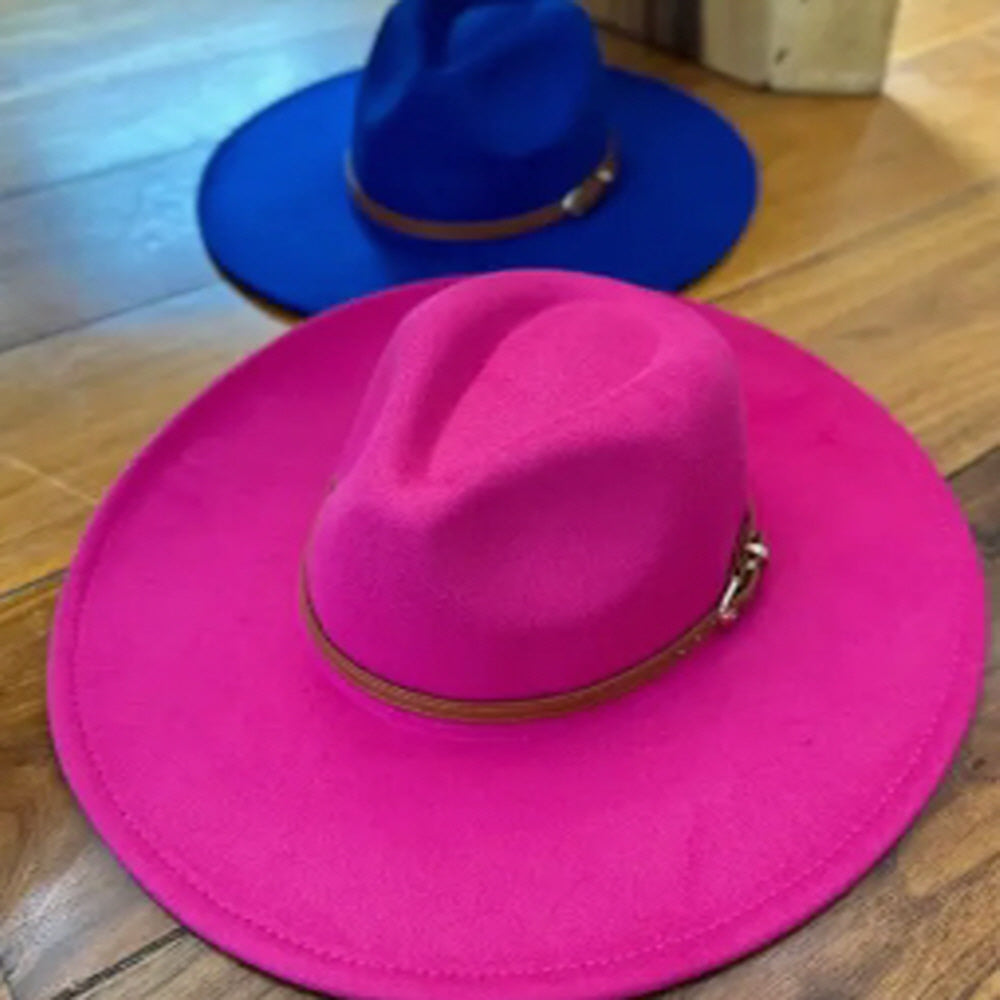 VEGAN FELT PANAMA HAT W/ LEATHER BELT